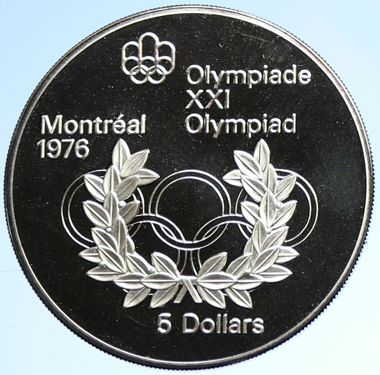 1974 CANADA UK Elizabeth II Olympics Montreal RINGS Proof Silver $5 Coin i107819