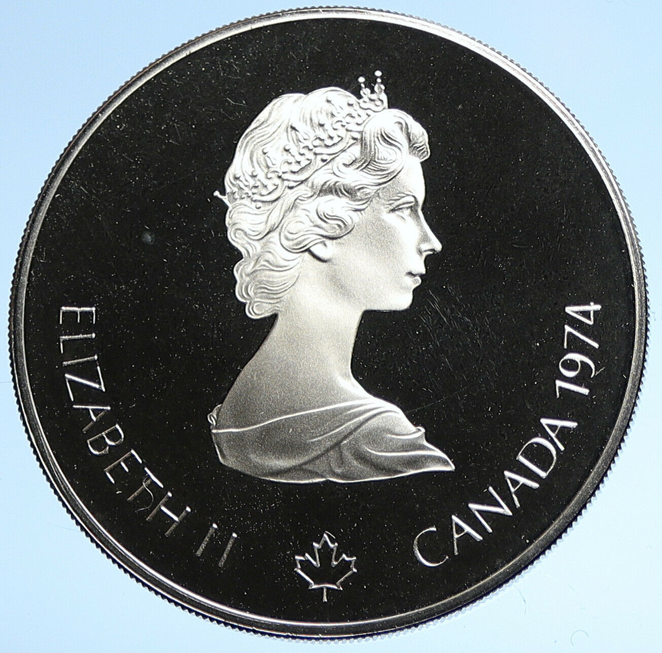 1974 CANADA UK Elizabeth II Olympics Montreal RINGS Proof Silver $5 Coin i107819