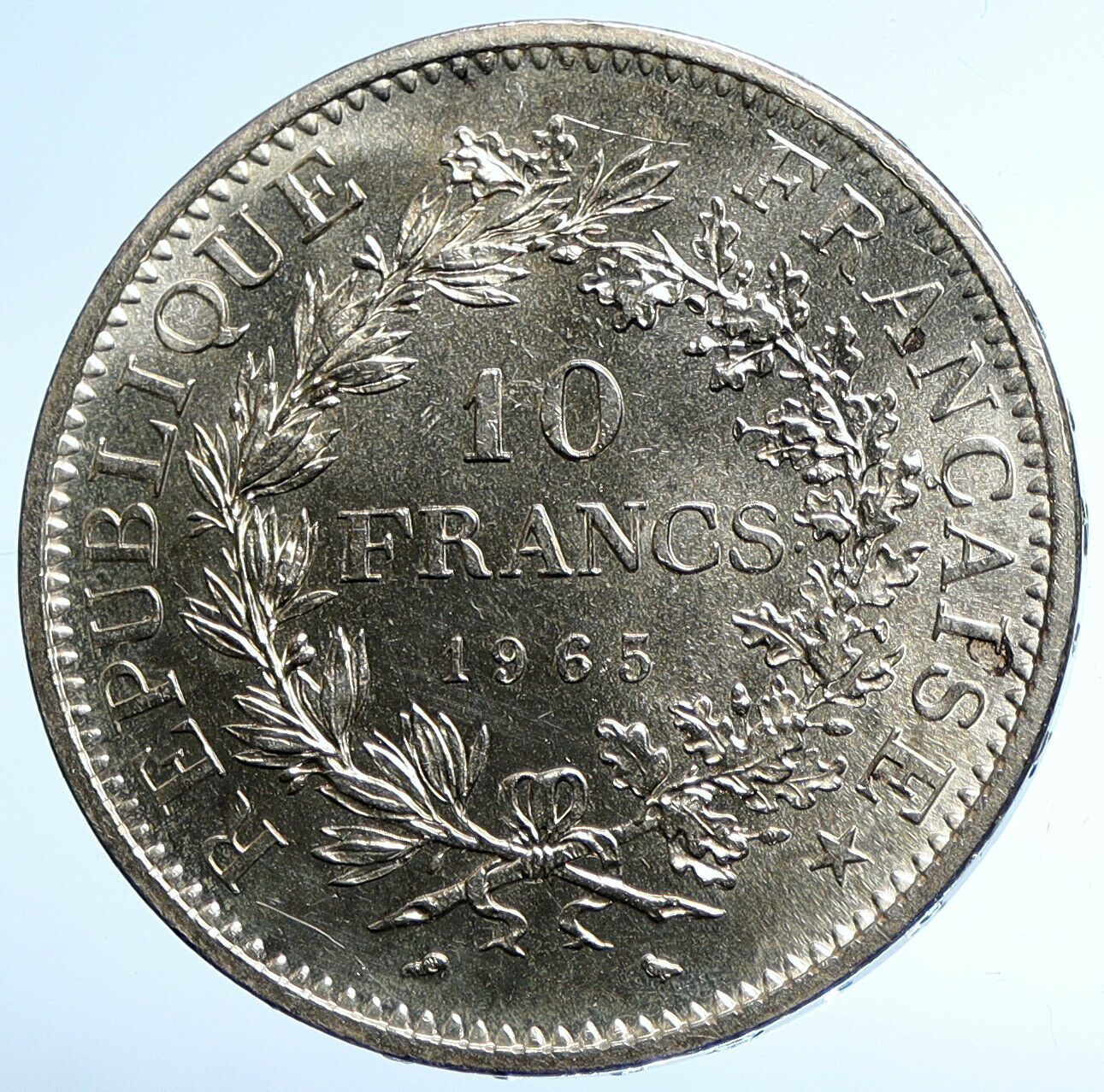 1965 FRANCE Large HERCULES Motto VINTAGE Silver 10 FRANCS French Coin i107827