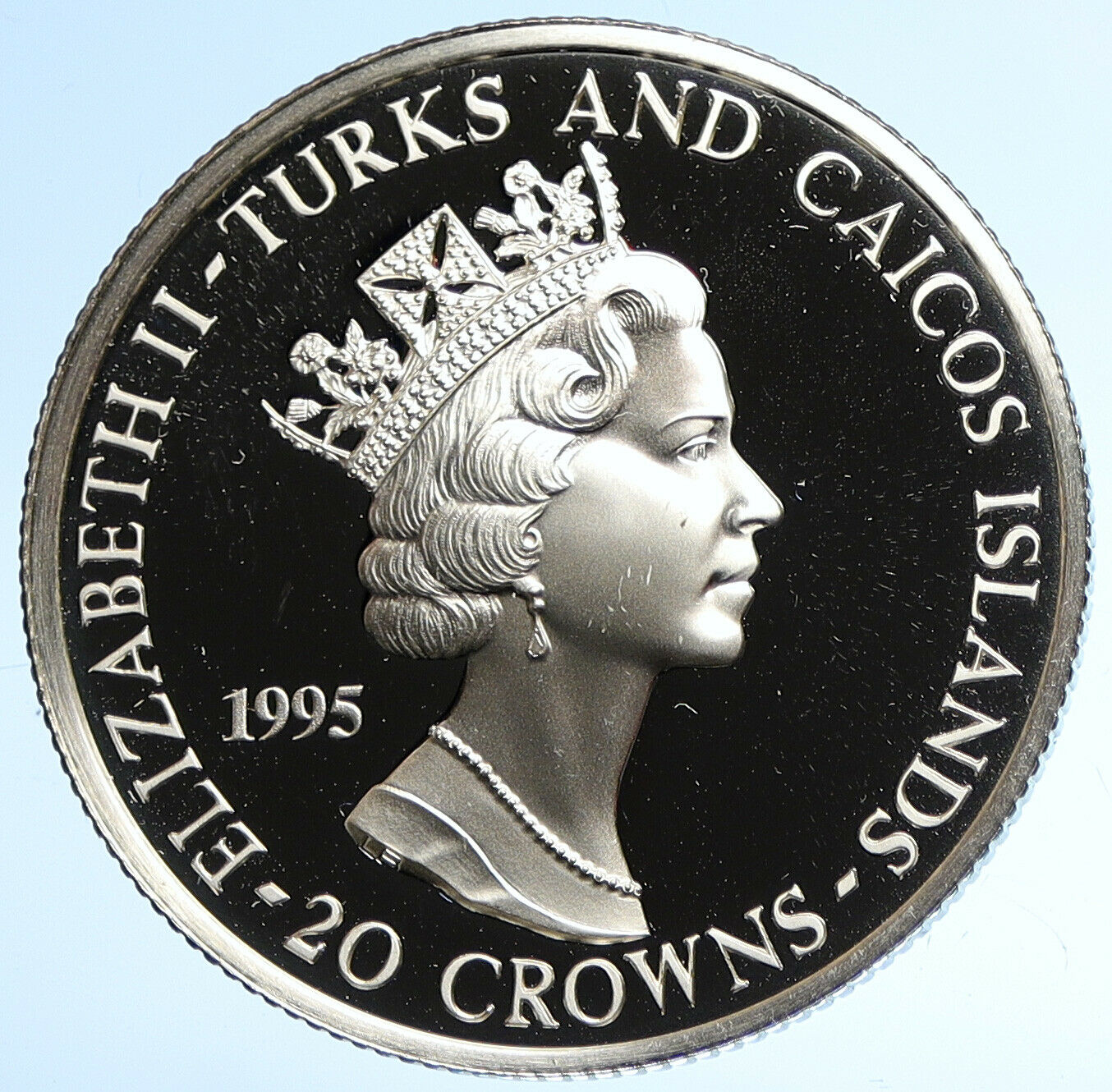 1995 TURKS & CAICOS Elizabeth II ATLANTA Olympic PF Silver 20 Crown Coin i107832