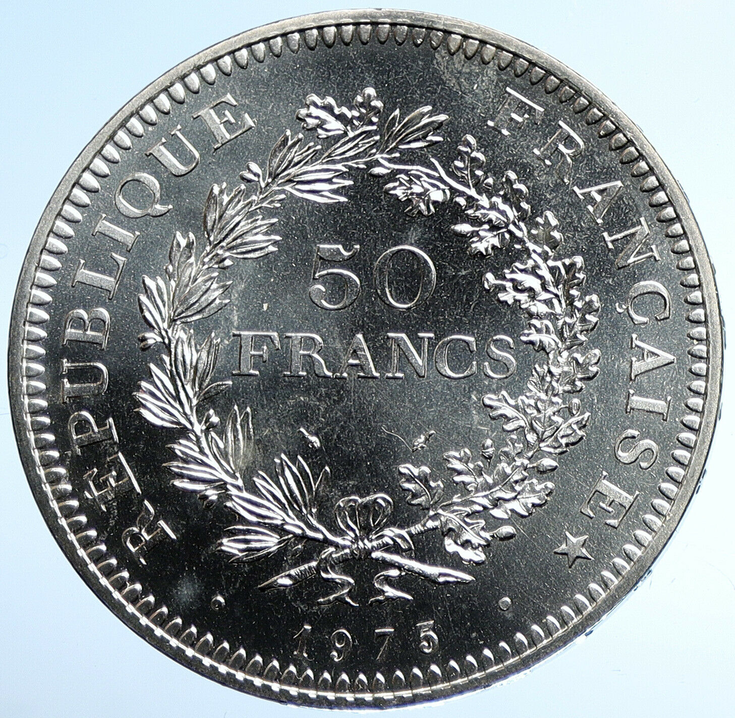 1975 FRANCE Large HERCULES Motto Vintage Silver 50 FRANCS French Coin i107740