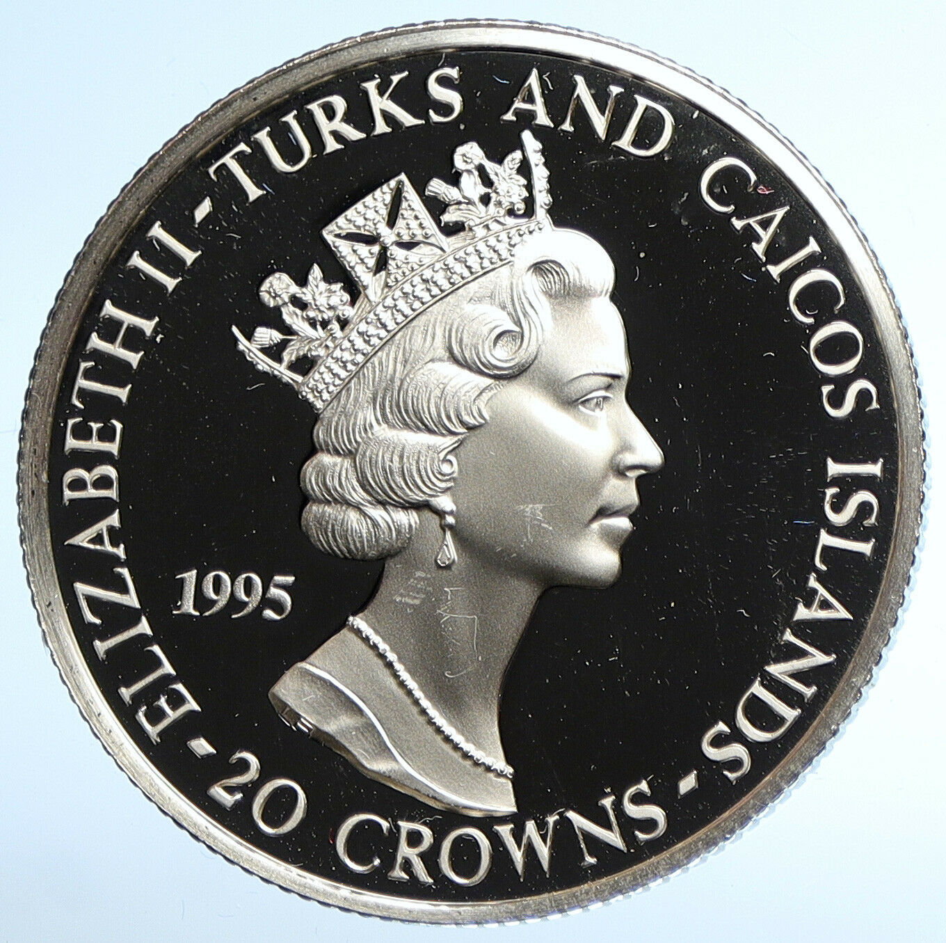 1995 TURKS & CAICOS Elizabeth II ATLANTA Olympic PF Silver 20 Crown Coin i107833