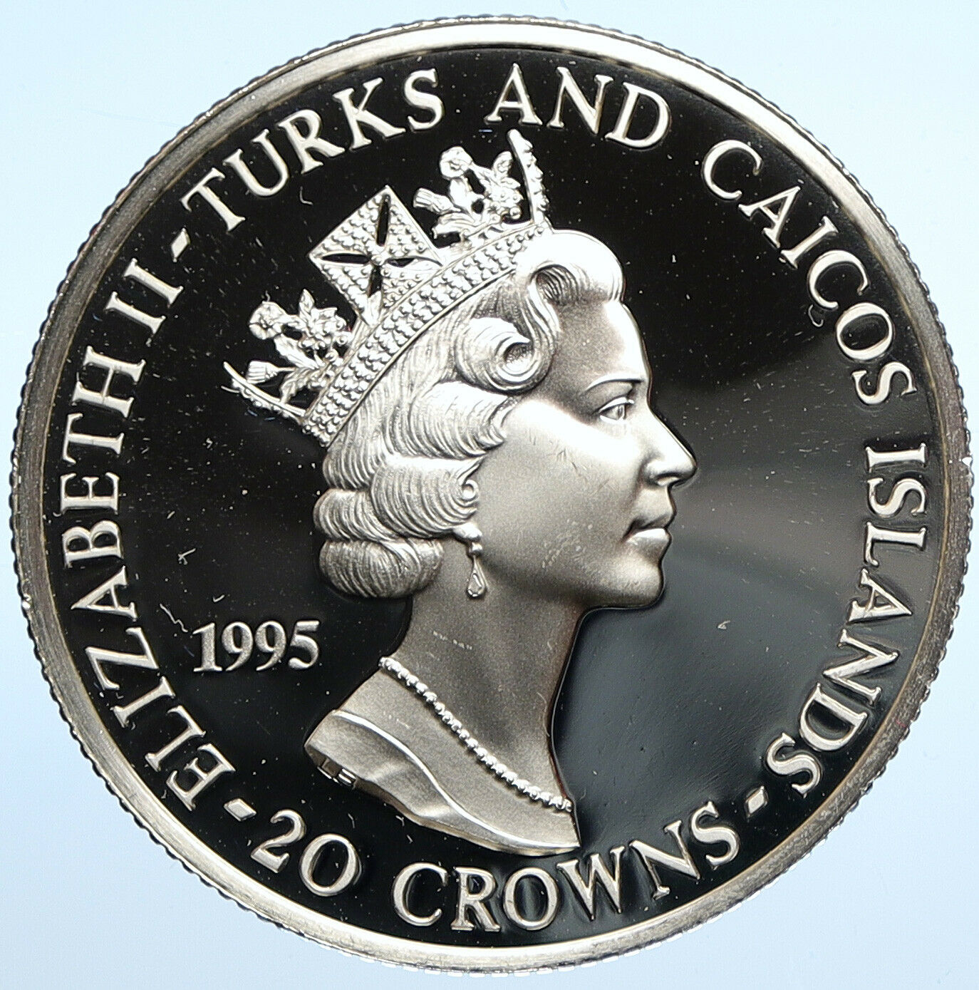 1995 TURKS & CAICOS Elizabeth II ATLANTA Olympic PF Silver 20 Crown Coin i107713