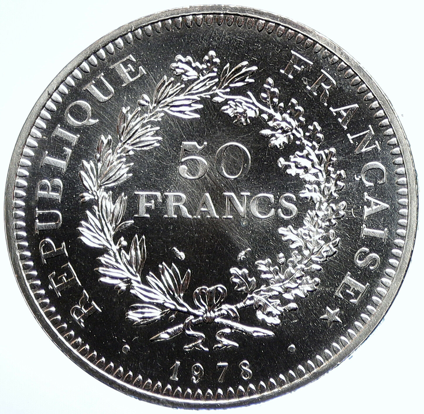 1978 FRANCE Large HERCULES Motto Proof Silver 50 FRANCS French Coin i107736