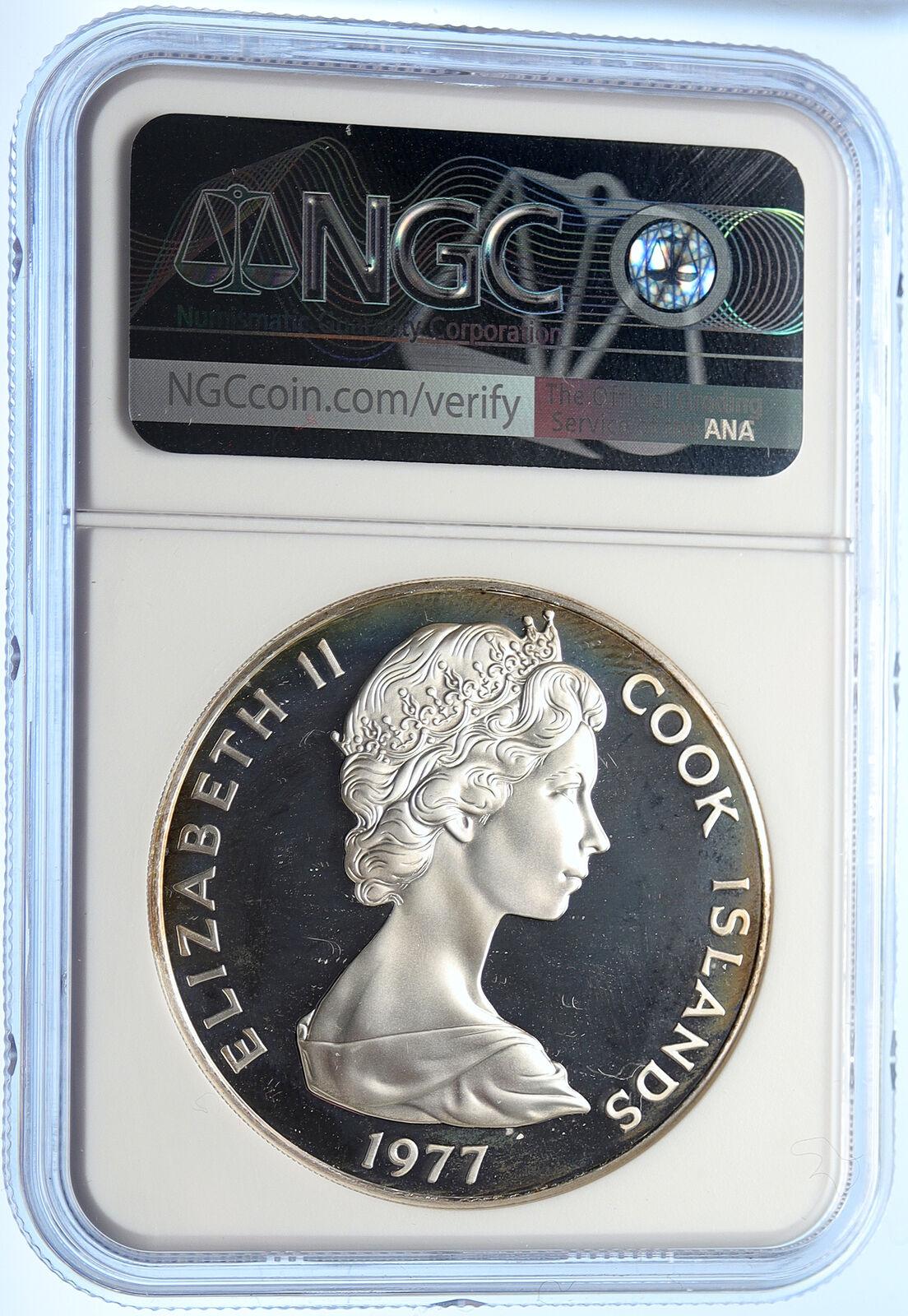 1977 COOK ISLANDS Elizabeth II ATIU SWIFTLET Proof Silver $5 Coin NGC i106357