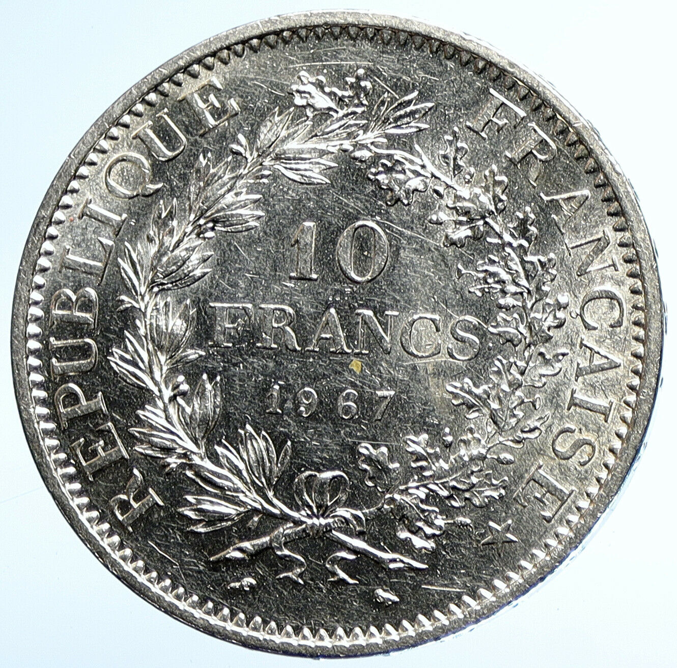 1967 FRANCE Large HERCULES Motto Vintage Silver 10 FRANCS French Coin i107734