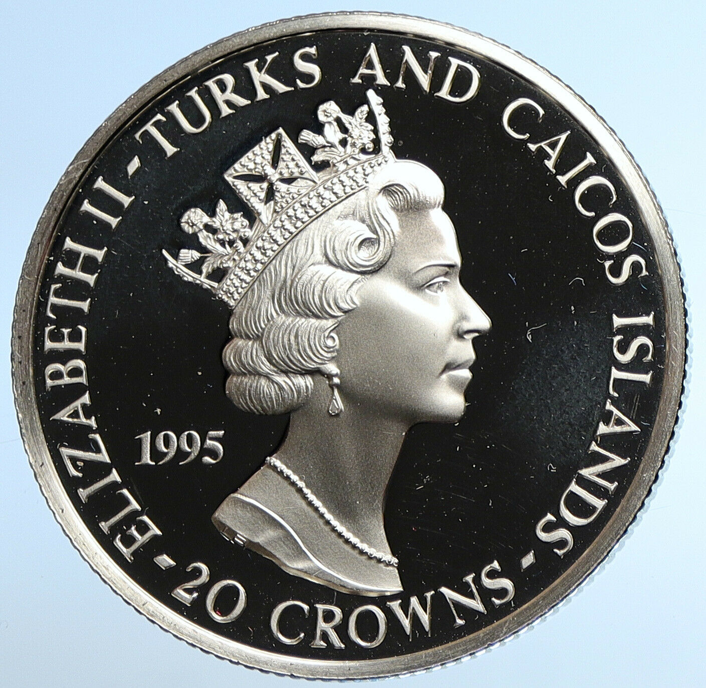 1995 TURKS & CAICOS Elizabeth II ATLANTA Olympic PF Silver 20 Crown Coin i107724