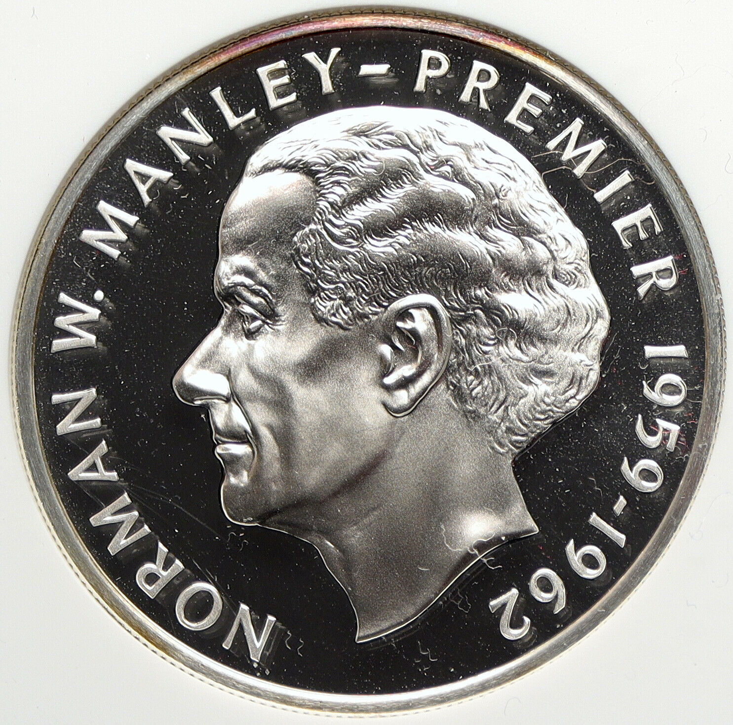 1976 JAMAICA HUGE Premier Norman W. Manley OLD Proof Silver $5 Coin NGC i106351