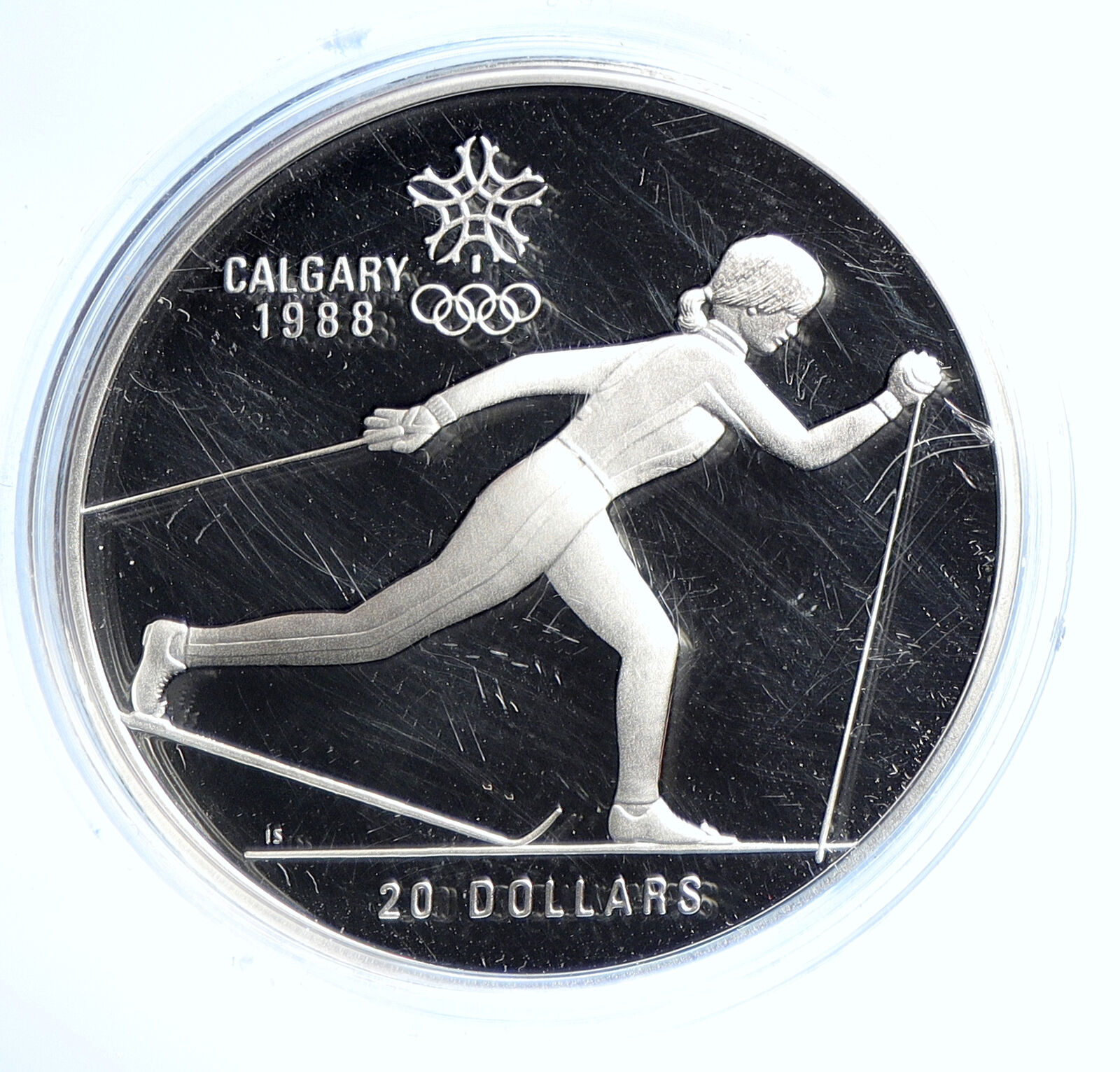 1986 CANADA 1988 CALGARY OLYMPICS CrossC Skiing Proof Silver $20 Coin i107742