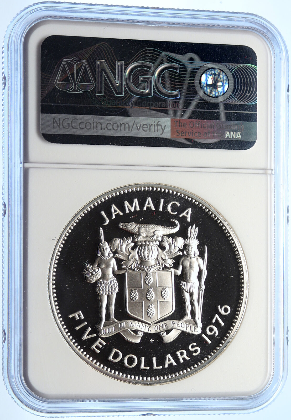 1976 JAMAICA HUGE Premier Norman W. Manley OLD Proof Silver $5 Coin NGC i106351