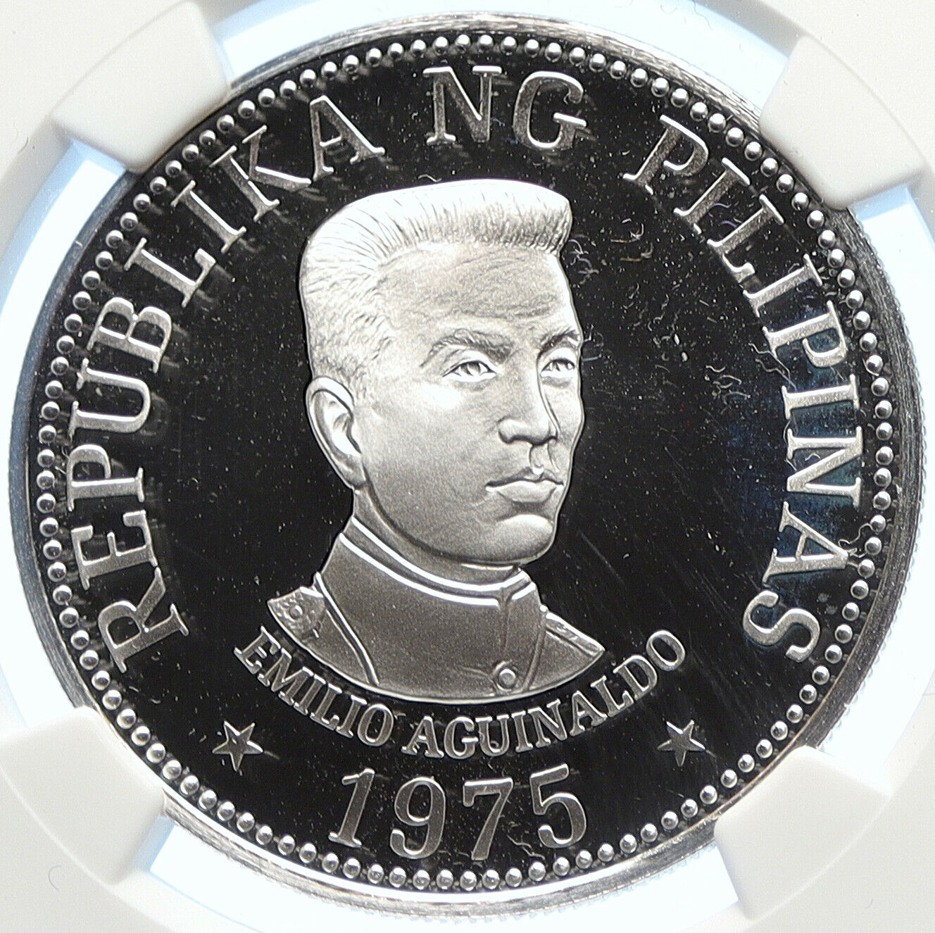 1975 PHILIPPINES Emilio Aguinaldo VINTAGE Proof Silver 25 Piso Coin NGC i106355