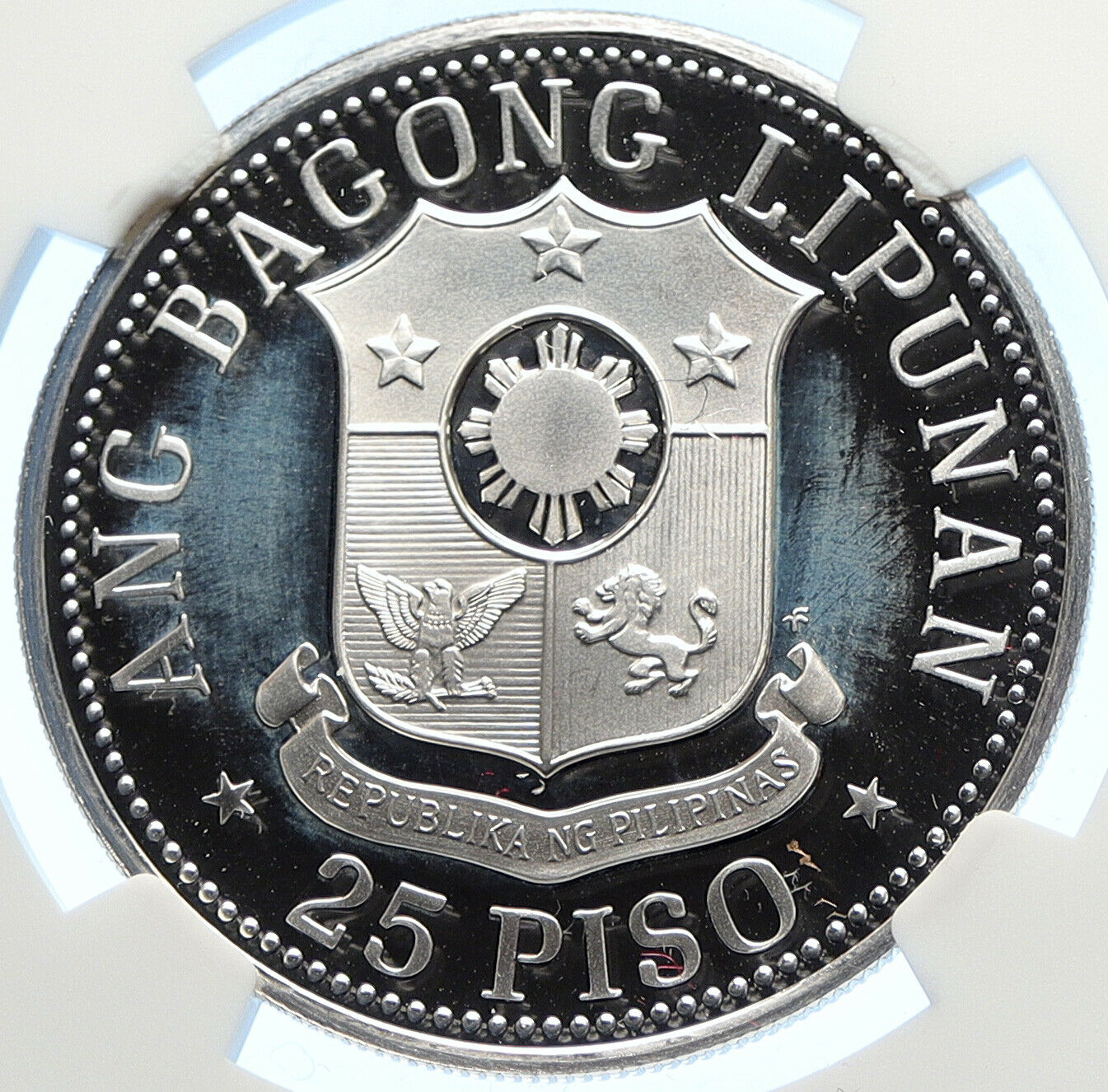 1975 PHILIPPINES Emilio Aguinaldo VINTAGE Proof Silver 25 Piso Coin NGC i106355