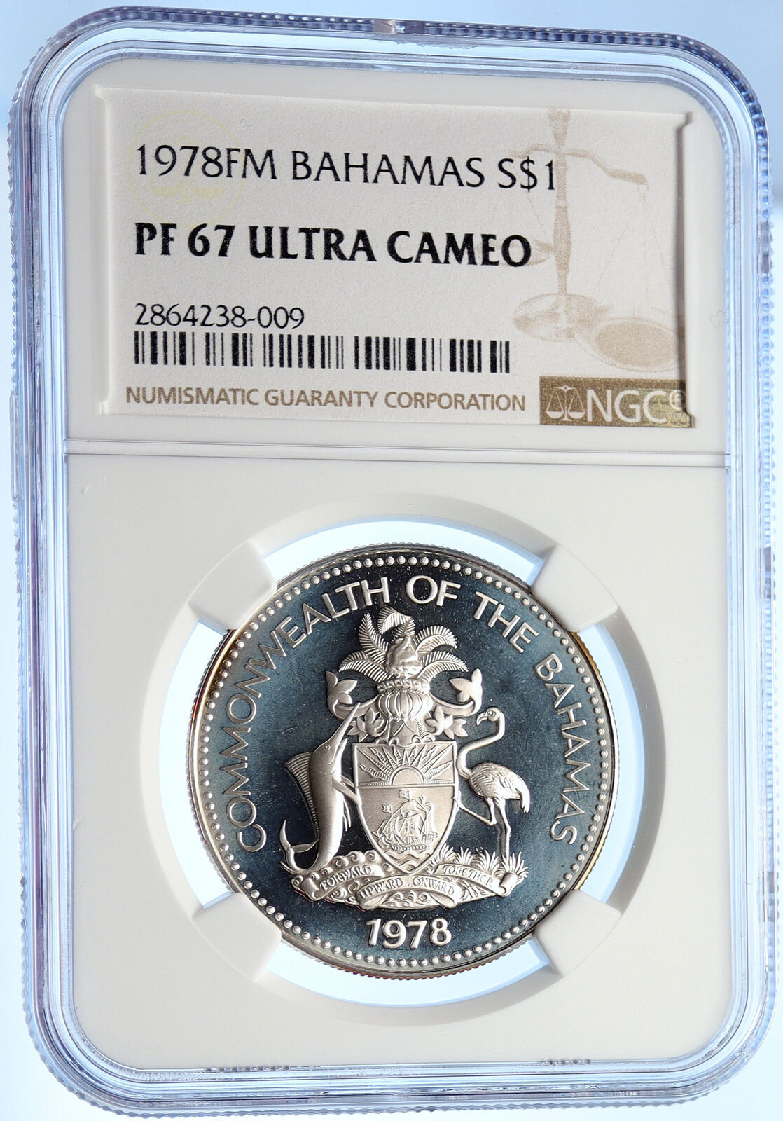 1978 BAHAMAS Pretty CONCH SHELL Vintage OLD Proof Silver Dollar Coin NGC i106370