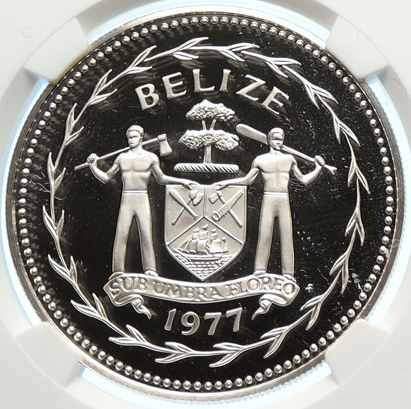 1977 BELIZE Avifauna Great Curassow BIRD Old Proof Silver $10 Coin NGC i106352