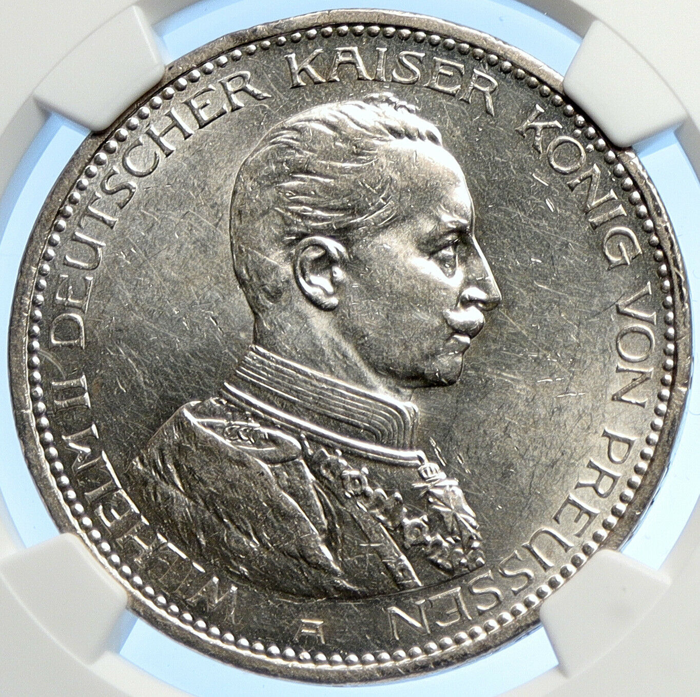 1913 GERMANY GERMAN STATES PRUSSIA WILHELM II Old Silver 5 Mark Coin NGC i106224