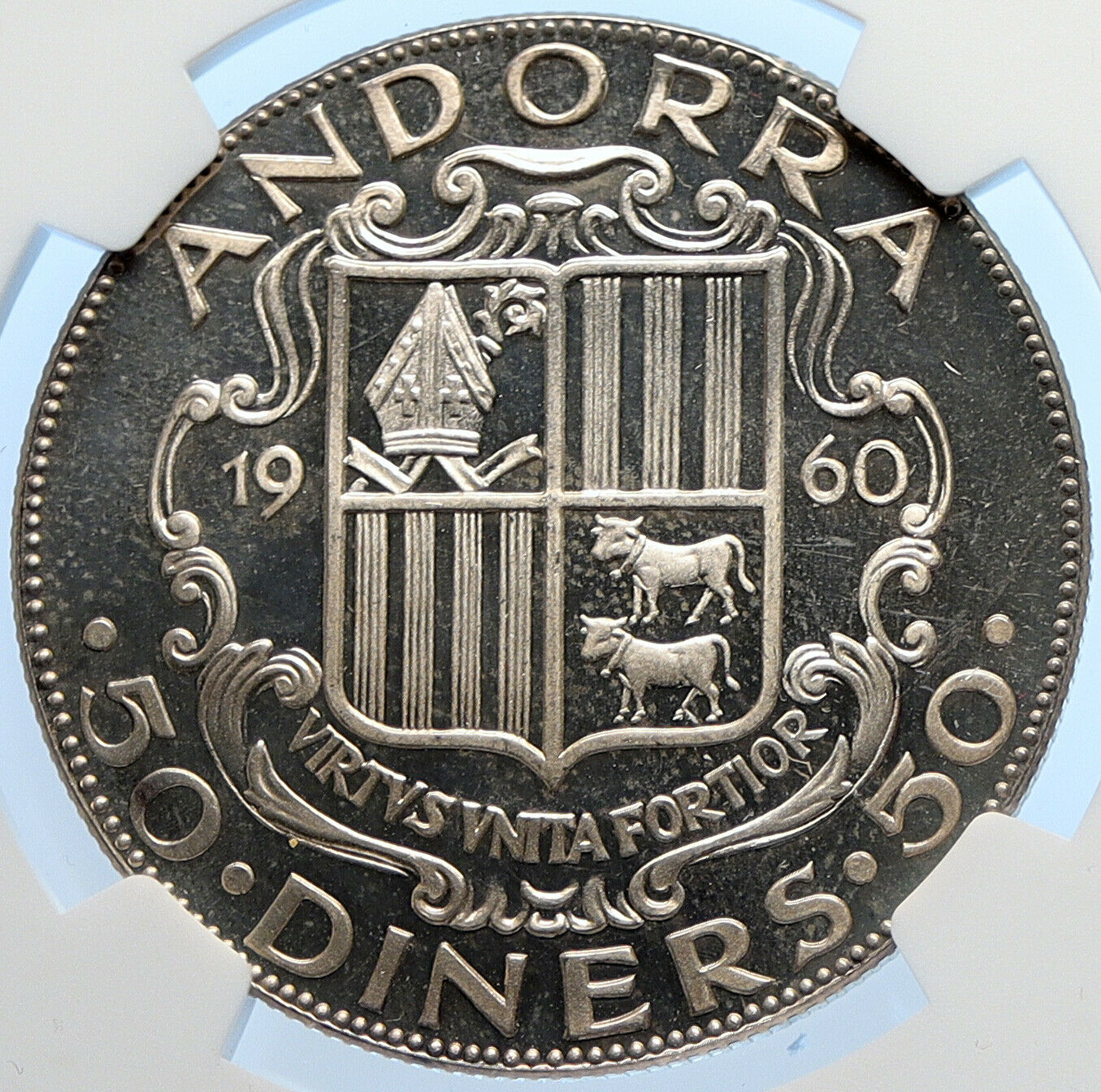 1960 ANDORRA Carolus Magnus CHARLEMAGNE Proof Silver 50 Diners Coin NGC i106400