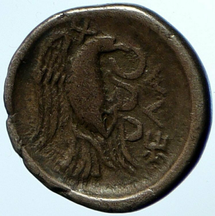 CHALKIS in EUBOEA 290BC Nymph & Eagle Authentic OLD Ancient Greek Coin i104728