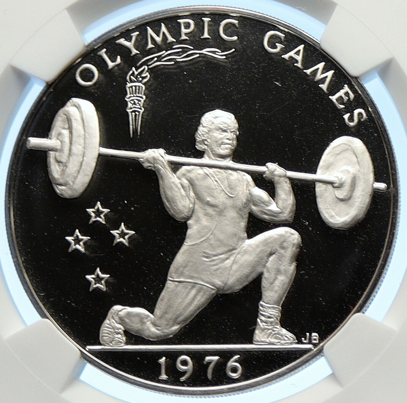 1976 SAMOA UK British OLYMPIC GAMES Weights Proof Silver Tala Coin NGC i106382