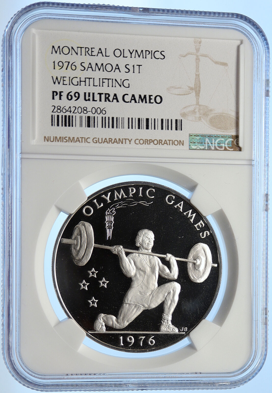 1976 SAMOA UK British OLYMPIC GAMES Weights Proof Silver Tala Coin NGC i106382