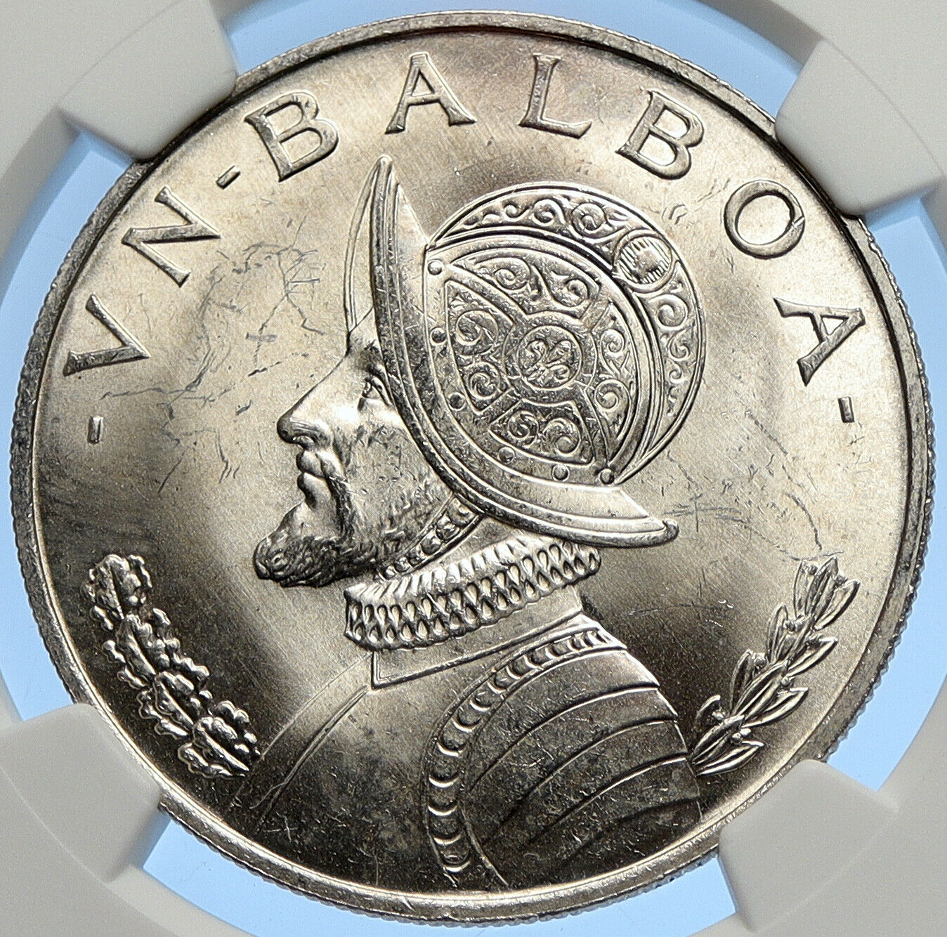 1966 PANAMA Large Silver CONQUISTADOR VINTAGE Old Silver BALBOA Coin NGC i106233