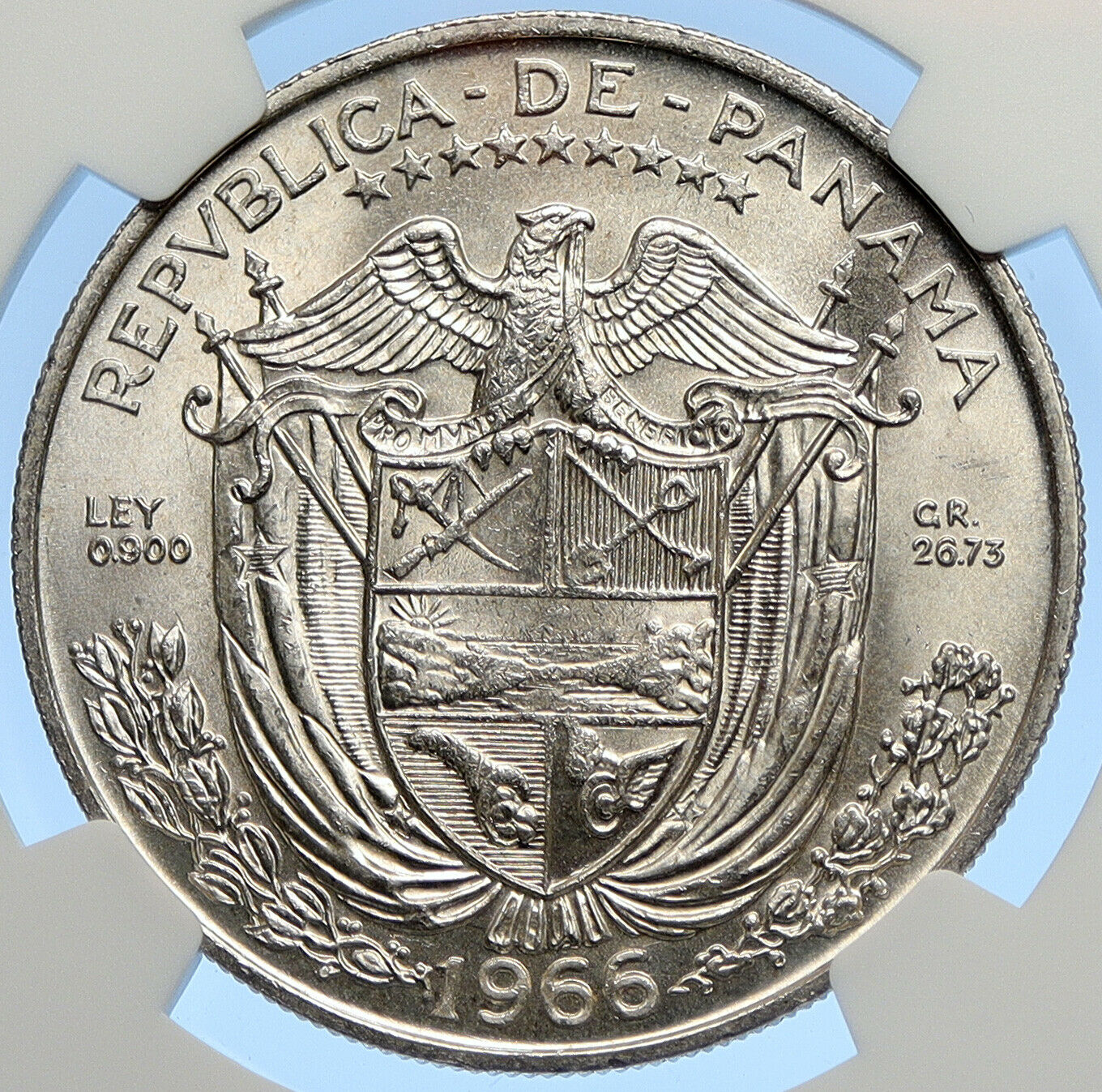 1966 PANAMA Large Silver CONQUISTADOR VINTAGE Old Silver BALBOA Coin NGC i106233