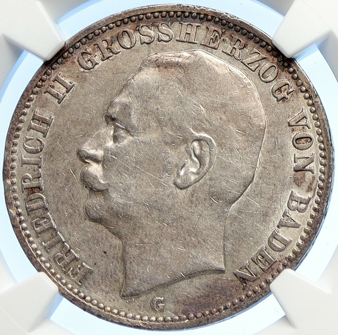 1910G Baden German State KING FREDERICK II Eagle SILVER 3 Mark Coin NGC i106225