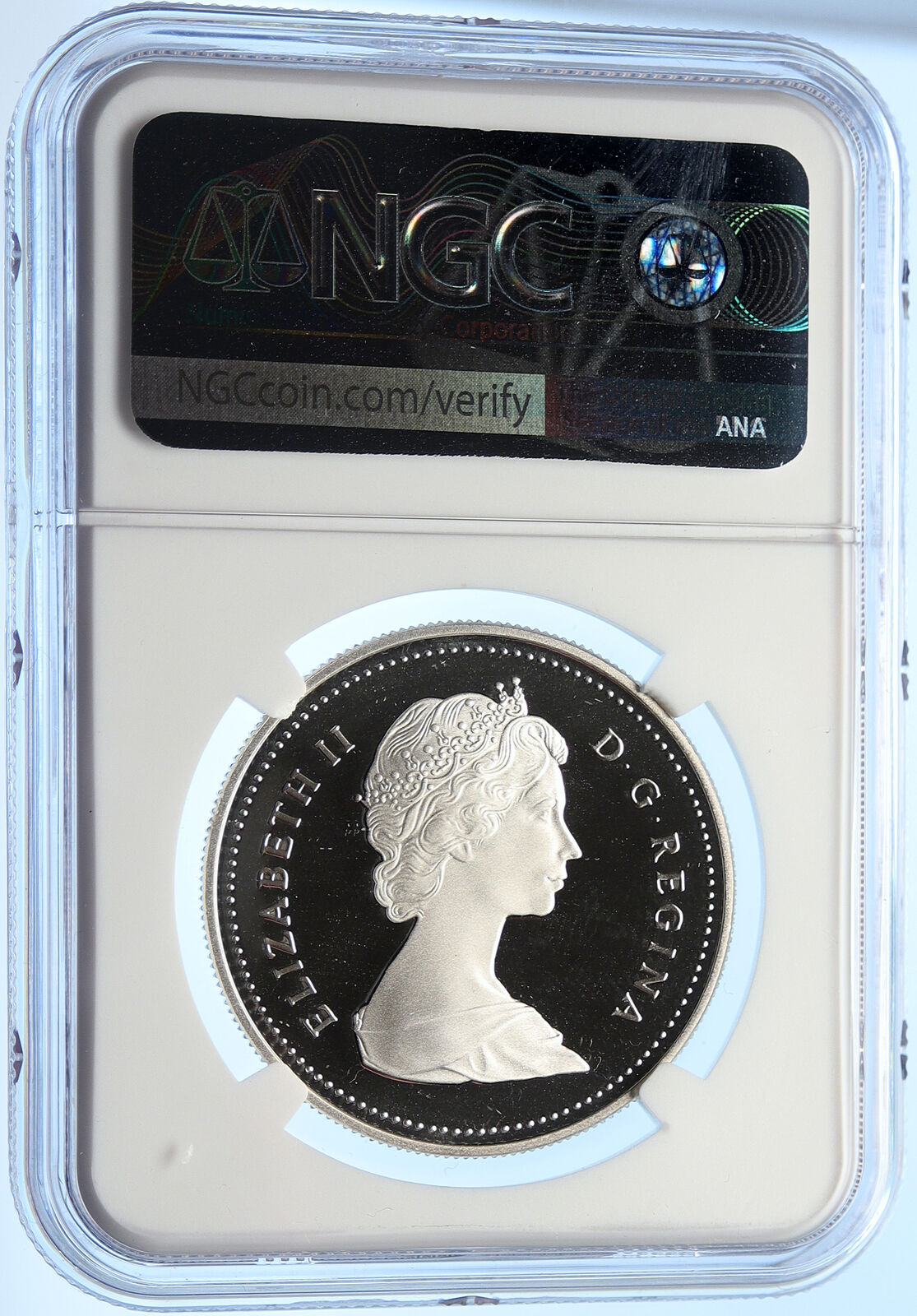 1986 CANADA Vancouver UK Queen Elizabeth II Train Proof Silver Coin NGC i106375