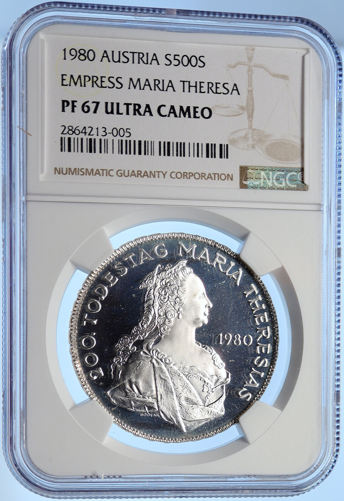 1980 AUSTRIA Queen Maria Theresa VINTAGE 500 Schilling Austrian NGC Coin i106396