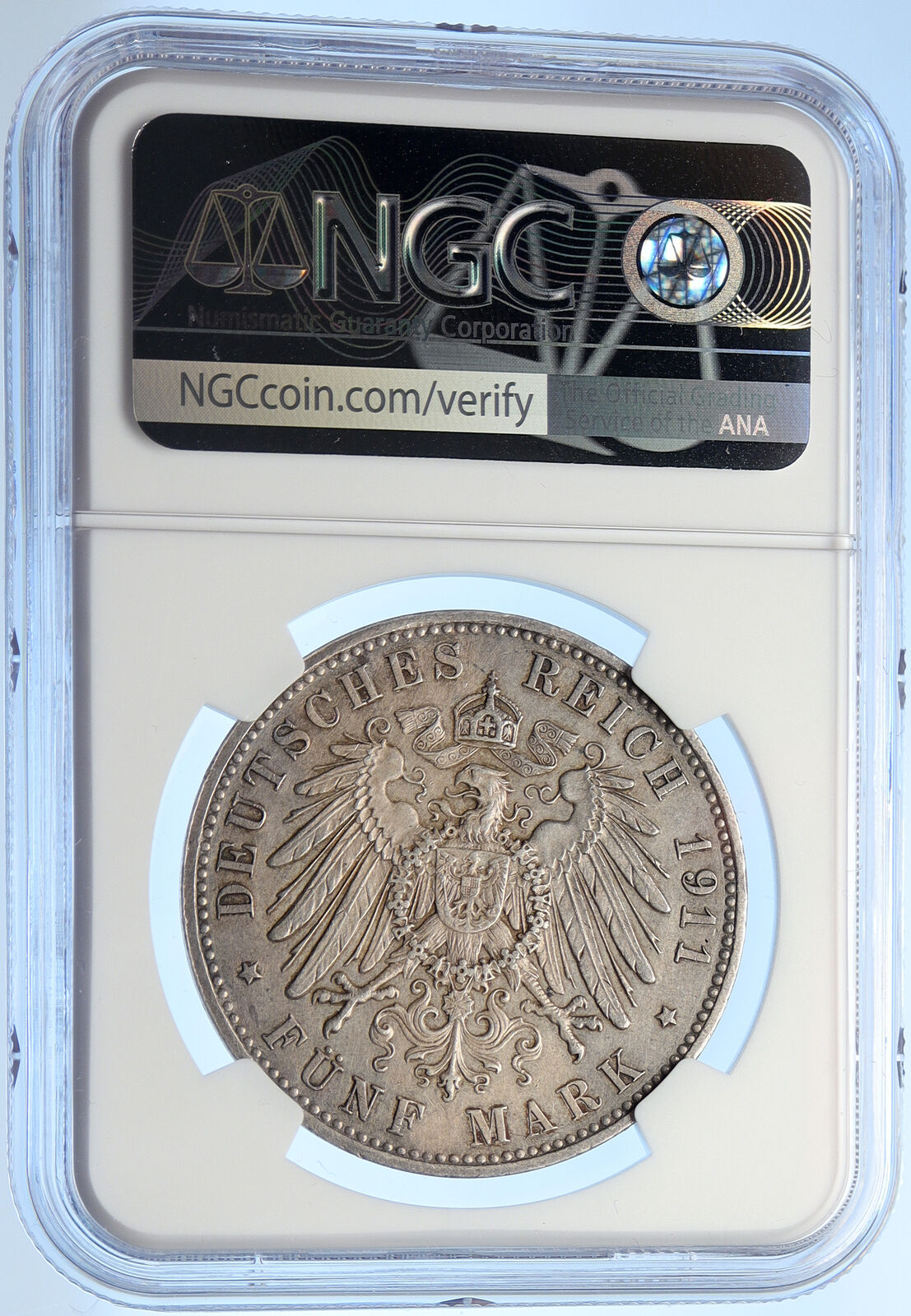 1911 D GERMANY Bavaria Otto I PRINCE LUITPOLD Silver 3 Marks Coin NGC i106226