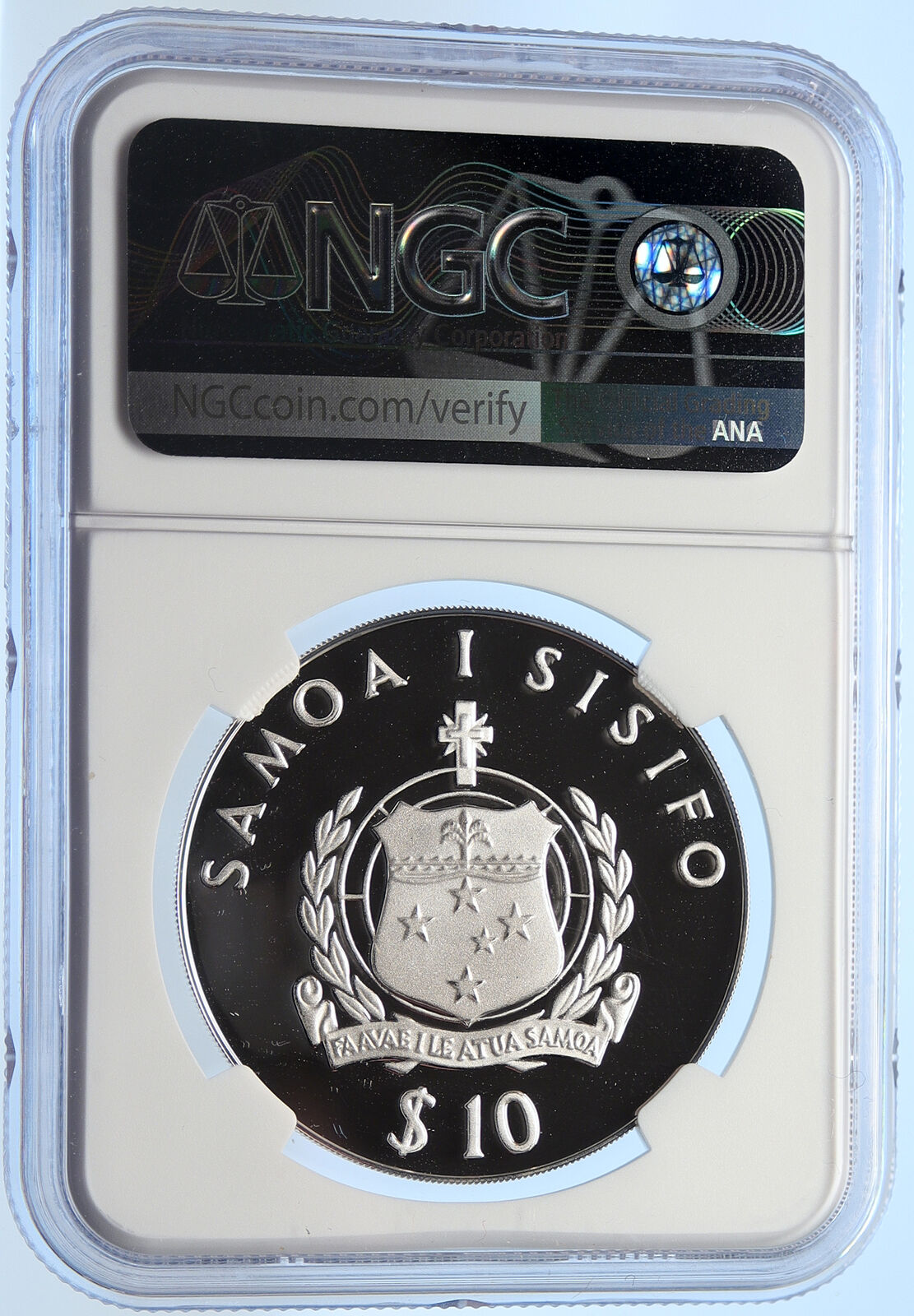 1980 SAMOA UK British WILHELM SOLF Old Proof Silver $10 Tala Coin NGC i106407