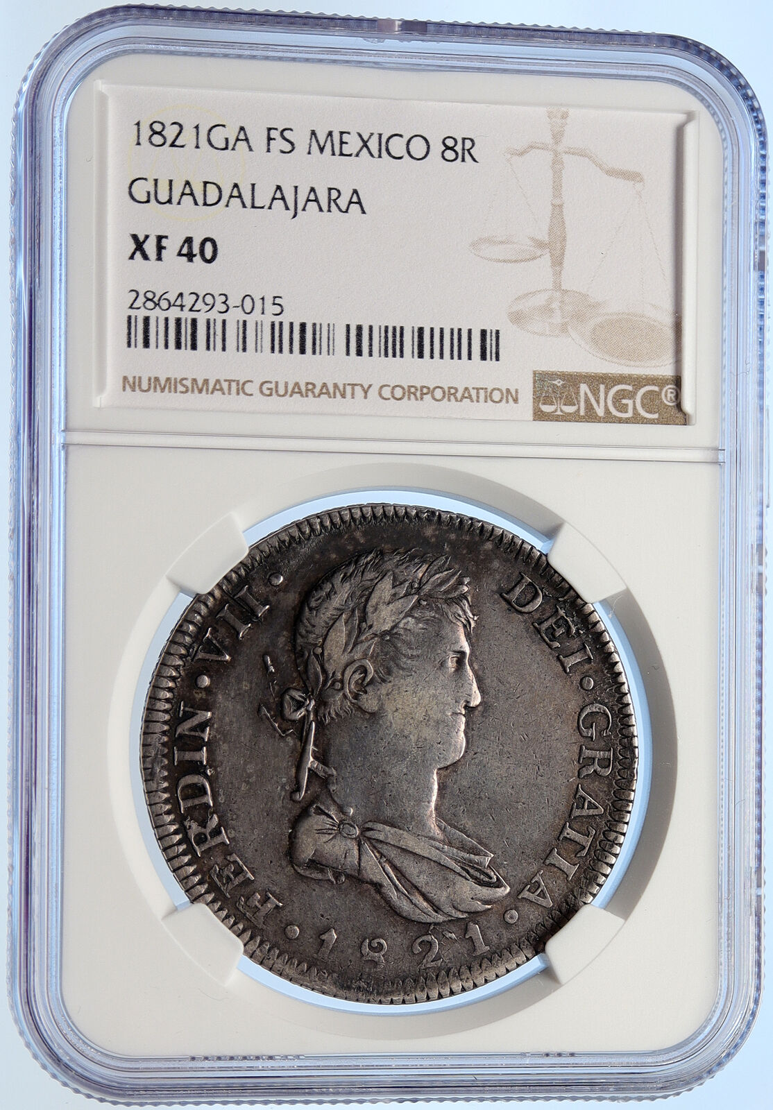 1821 GA FS MEXICO SPAIN King FERDINAND VII Old Silver 8 Reales Coin NGC i106434