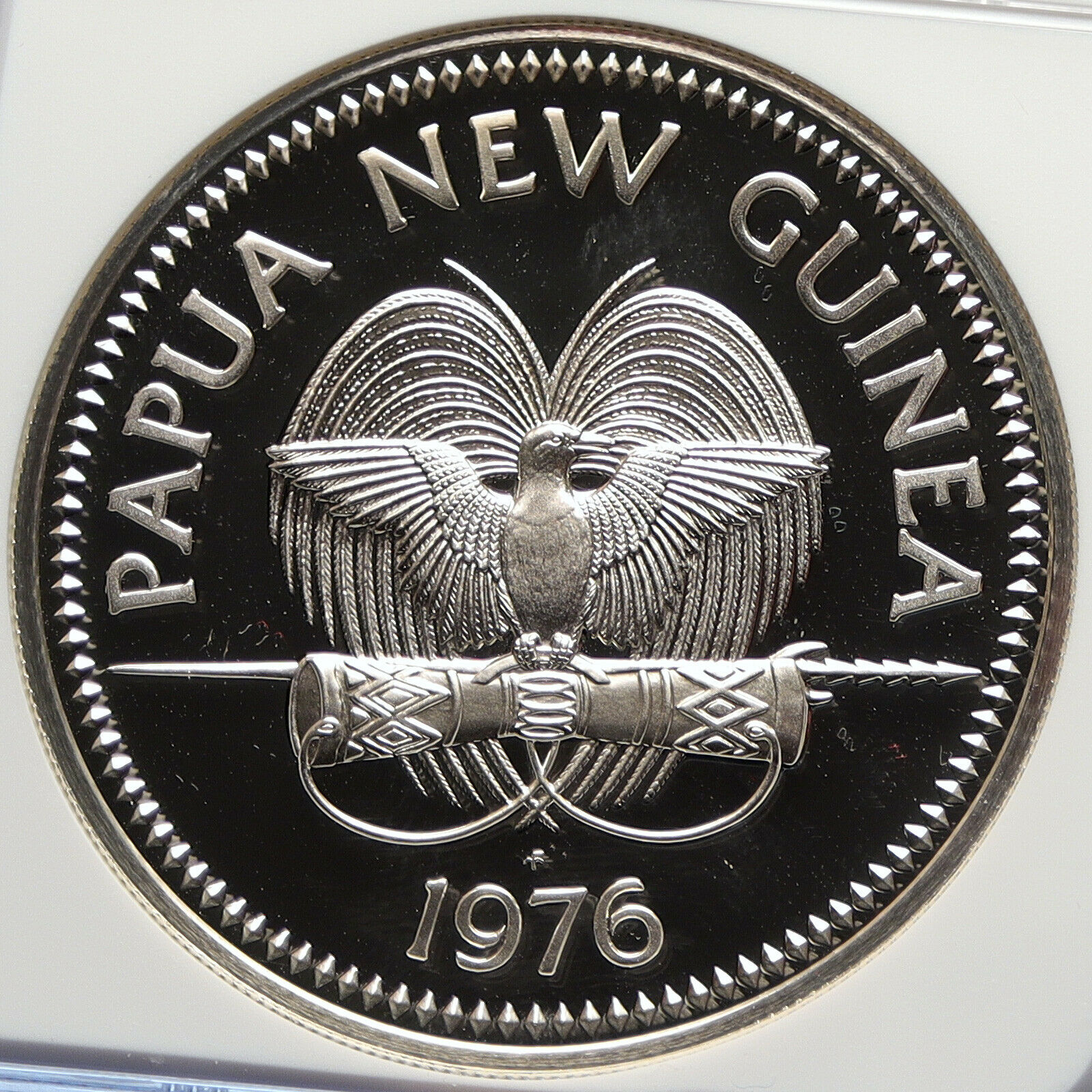 1976 PAPUA NEW GUINEA Large Exotic Bird Proof Silver 10 Kina Coin NGC i106418