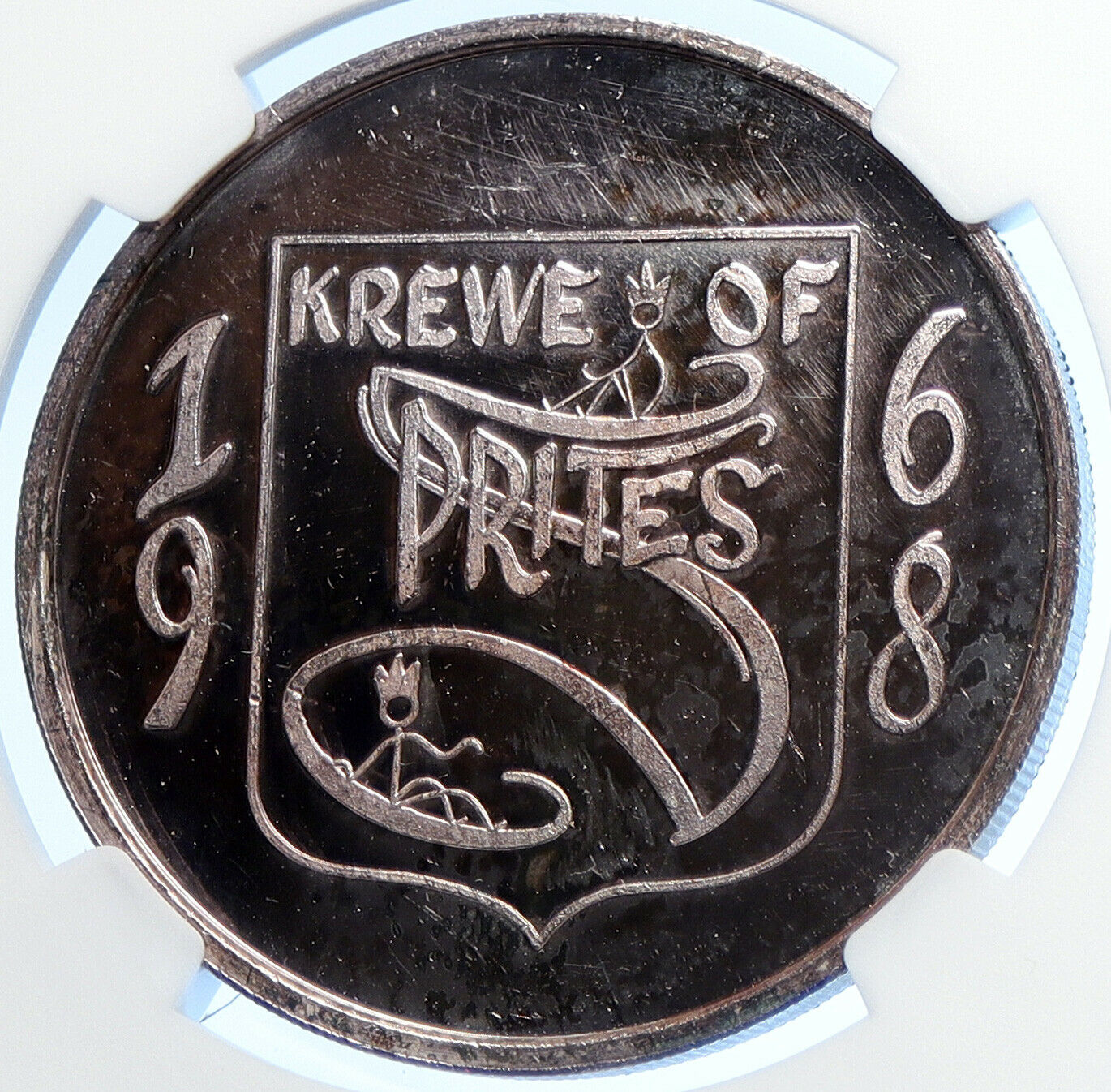 1977 US New Orleans KREWE OF SPRITES Mardi Gras Proof Silver Medal NGC i106240