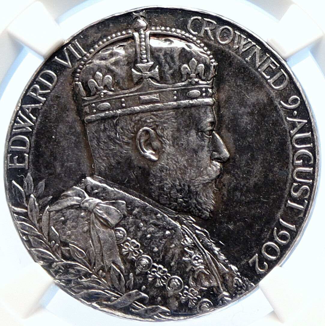 1902 GREAT BRITAIN King EDWARD VII Queen Alexandra Coronation Medal NGC i106427