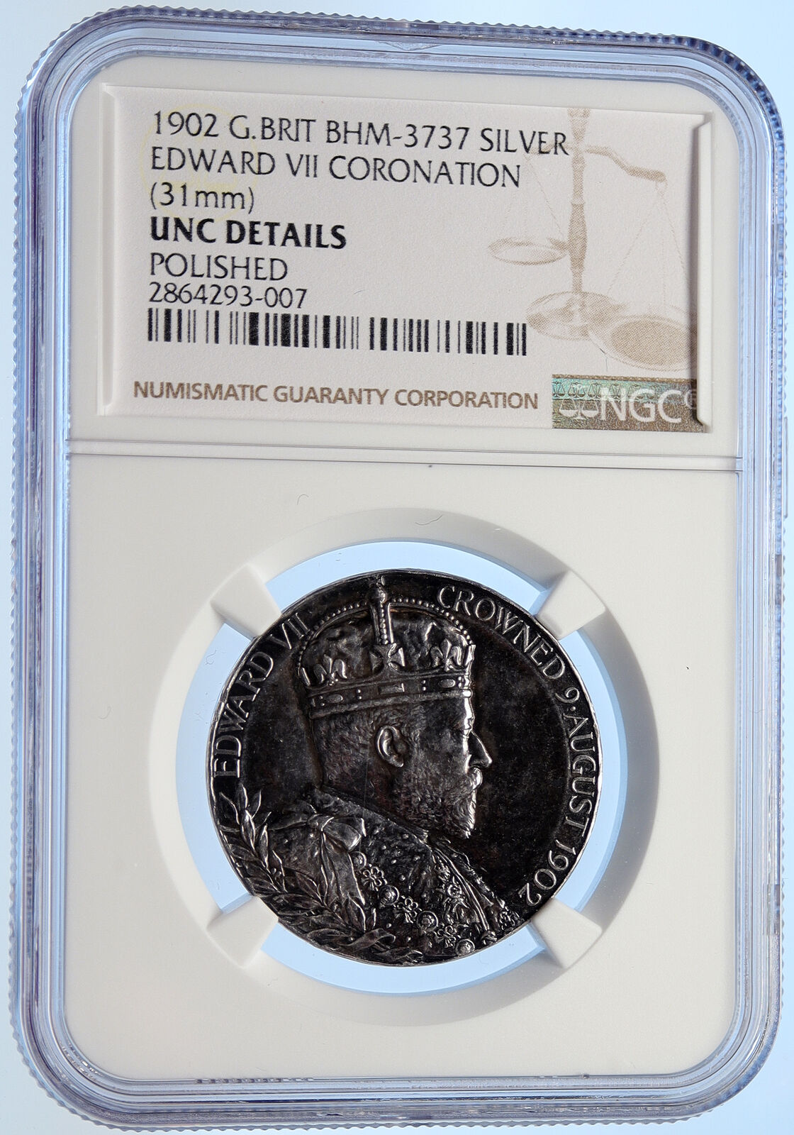 1902 GREAT BRITAIN King EDWARD VII Queen Alexandra Coronation Medal NGC i106427