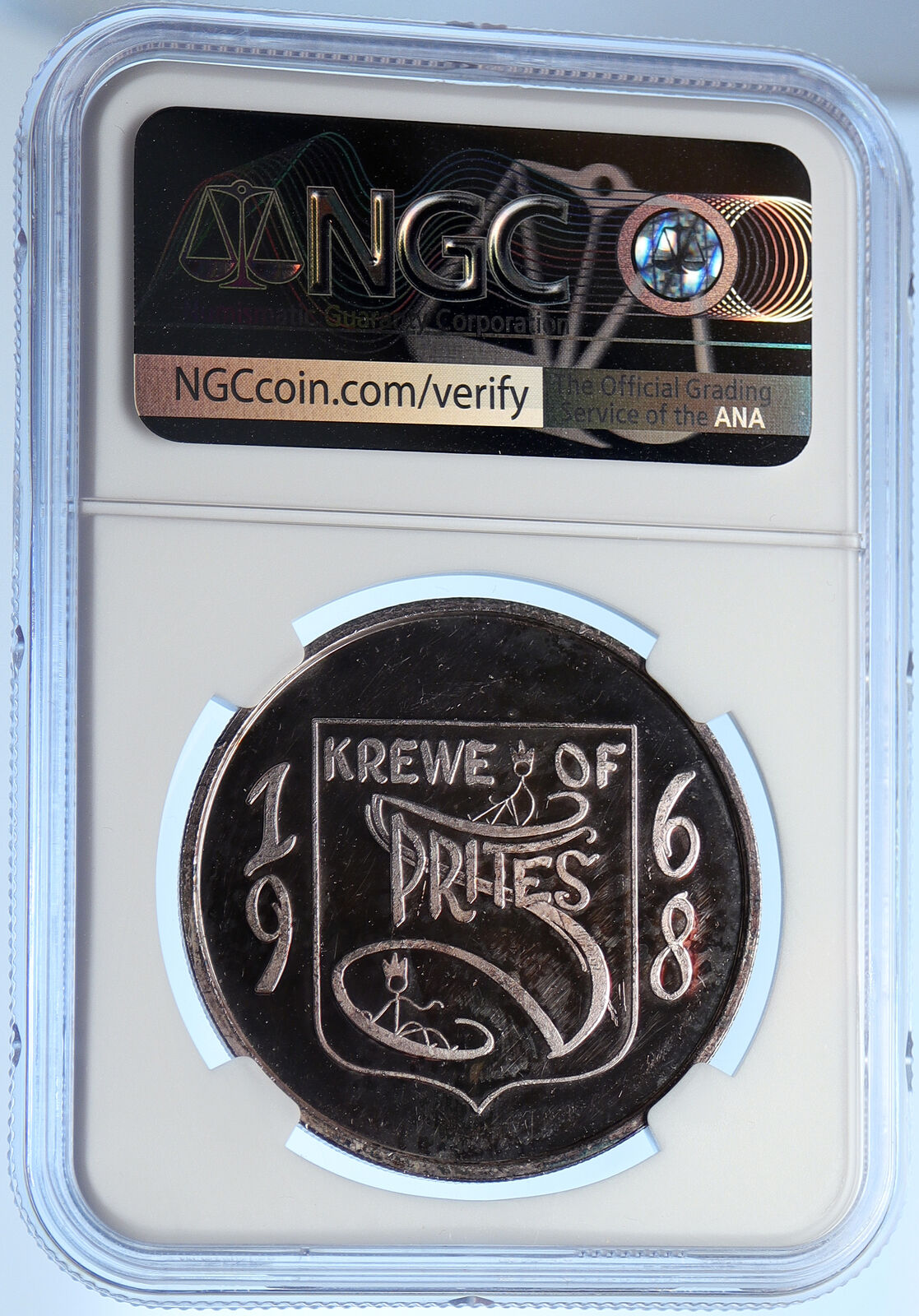 1977 US New Orleans KREWE OF SPRITES Mardi Gras Proof Silver Medal NGC i106240