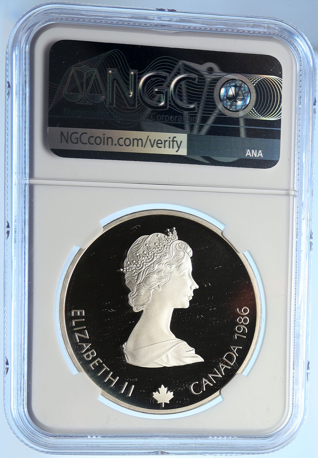 1986 CANADA Old 1988 CALGARY OLYMPICS BIATHLON Proof Silver $20 Coin NGC i106440