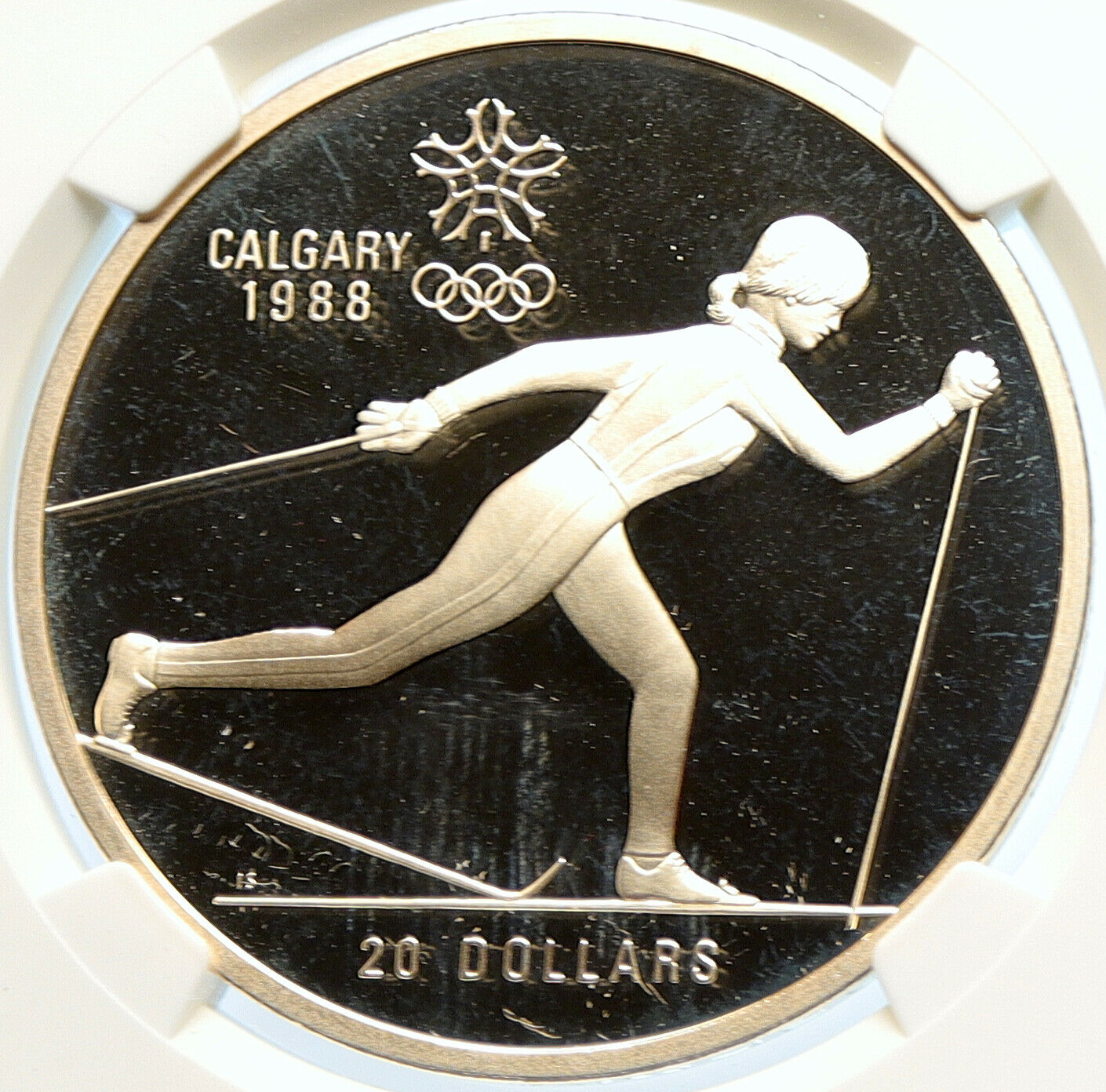 1986 CANADA 1988 CALGARY OLYMPIC CrossC Skiing Proof Silver $20 Coin NGC i106437