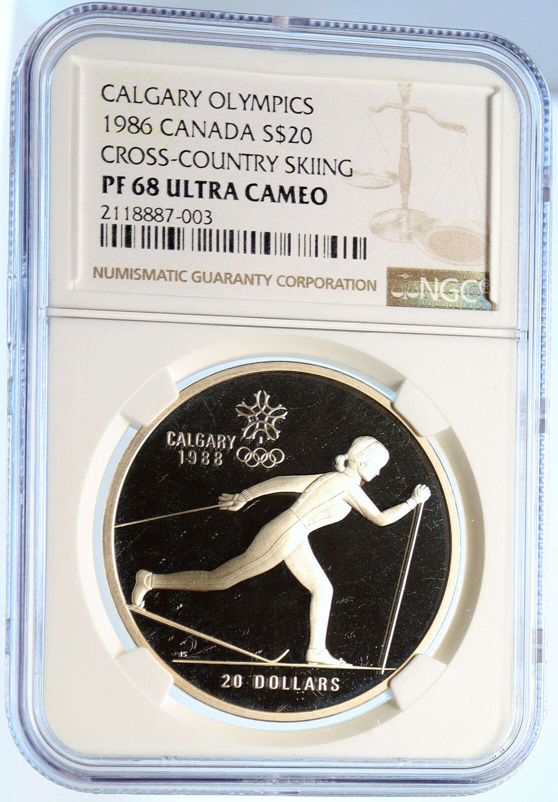 1986 CANADA 1988 CALGARY OLYMPIC CrossC Skiing Proof Silver $20 Coin NGC i106437