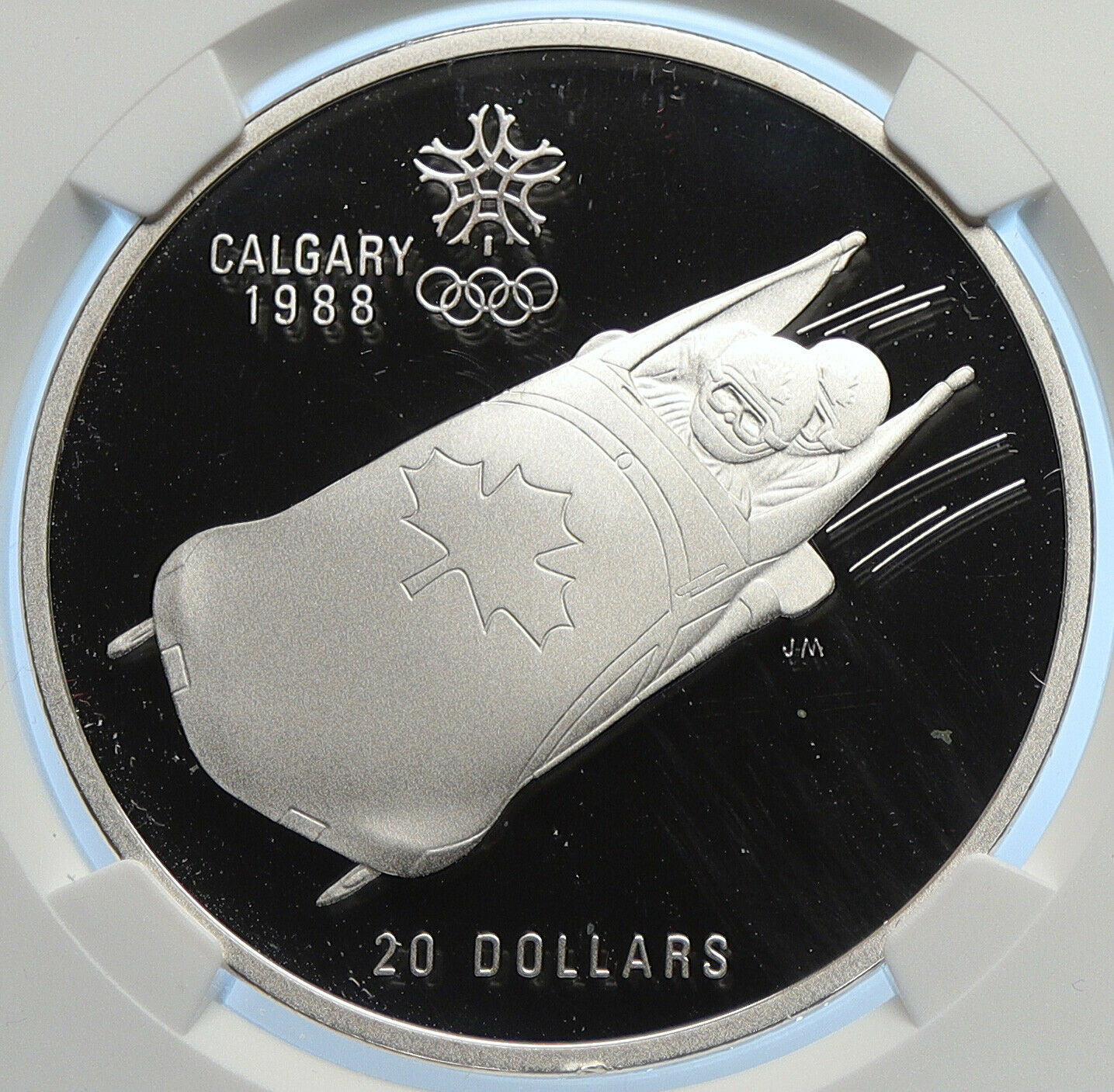 1987 CANADA 1988 CALGARY OLYMPICS Bobsled LUGE Proof Silver $20 Coin NGC i106445