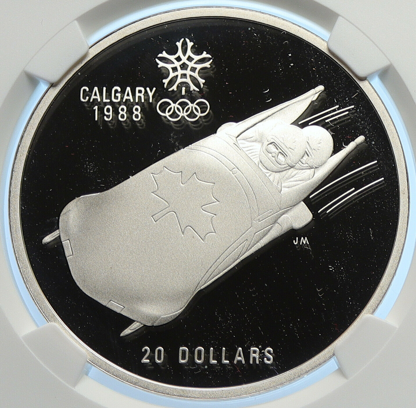 1987 CANADA 1988 CALGARY OLYMPICS Bobsled LUGE Proof Silver $20 Coin NGC i106444