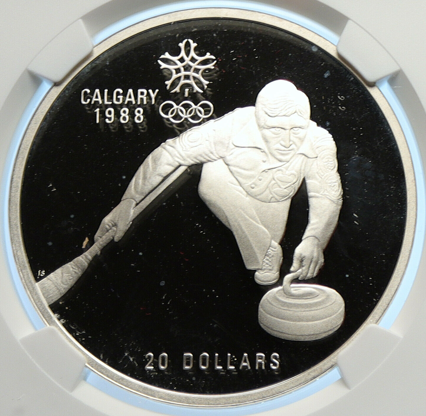 1987 CANADA 1988 CALGARY OLYMPICS Ice Curling Proof Silver $20 Coin NGC i106451