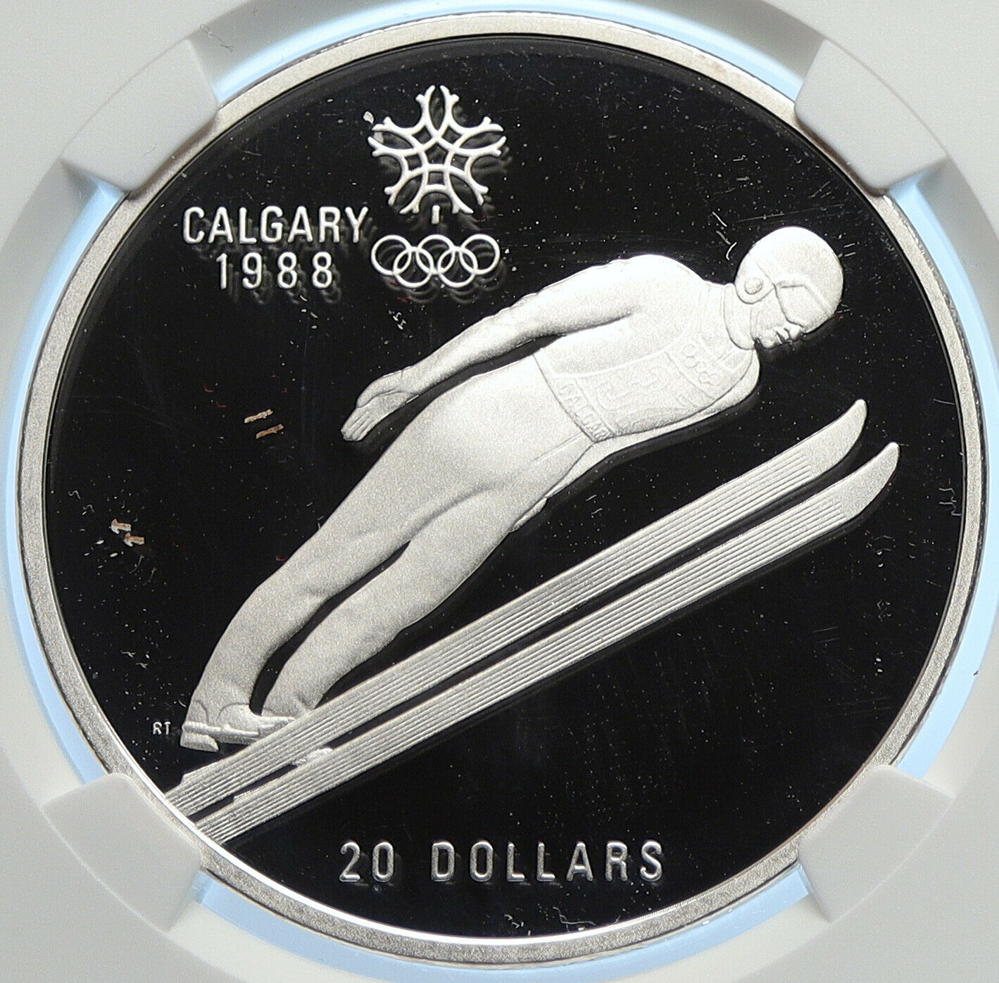 1987 CANADA 1988 CALGARY OLYMPICS Ski Jumping Proof Silver $20 Coin NGC i106441