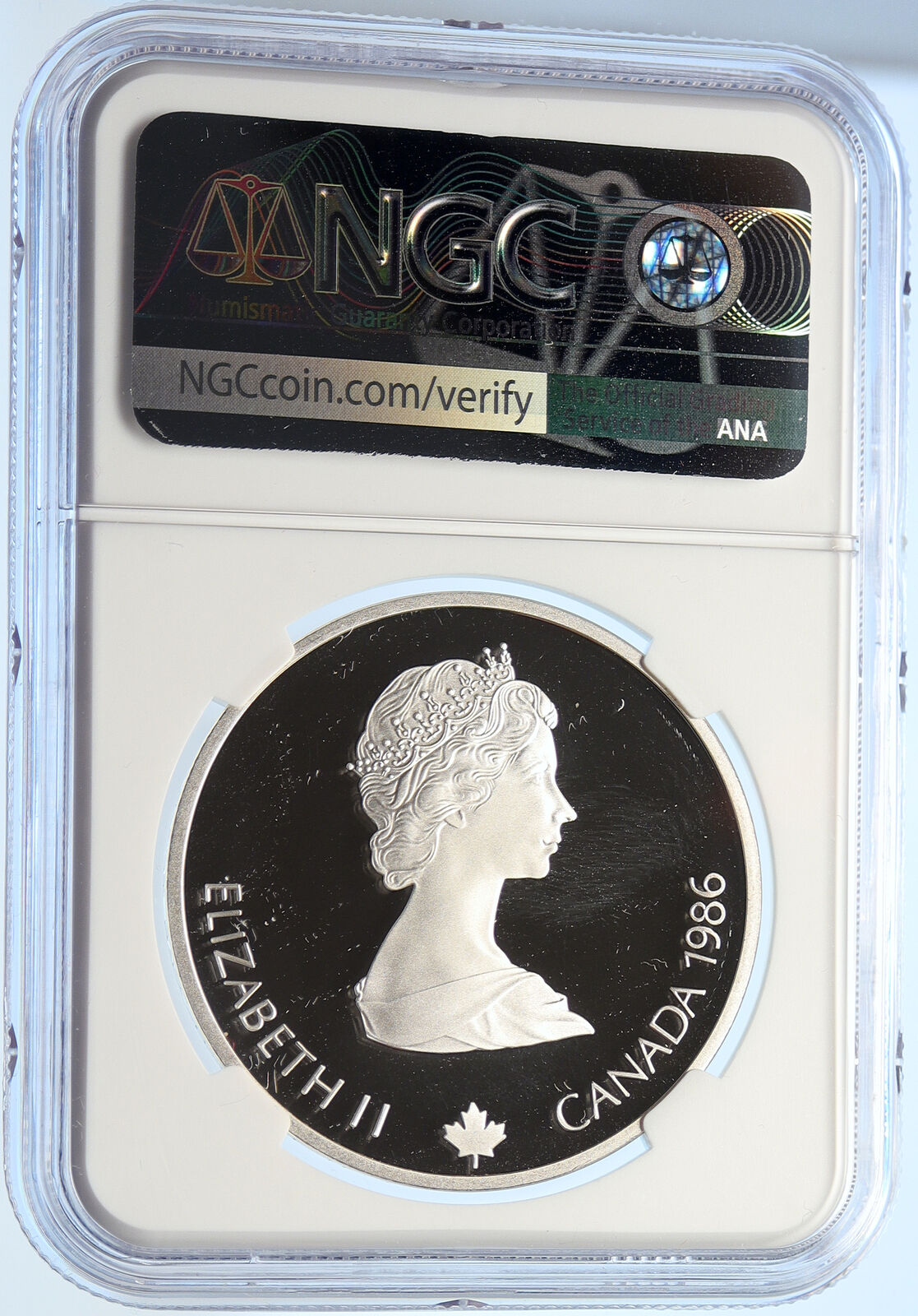 1986 CANADA Old 1988 CALGARY OLYMPICS BIATHLON Proof Silver $20 Coin NGC i106439