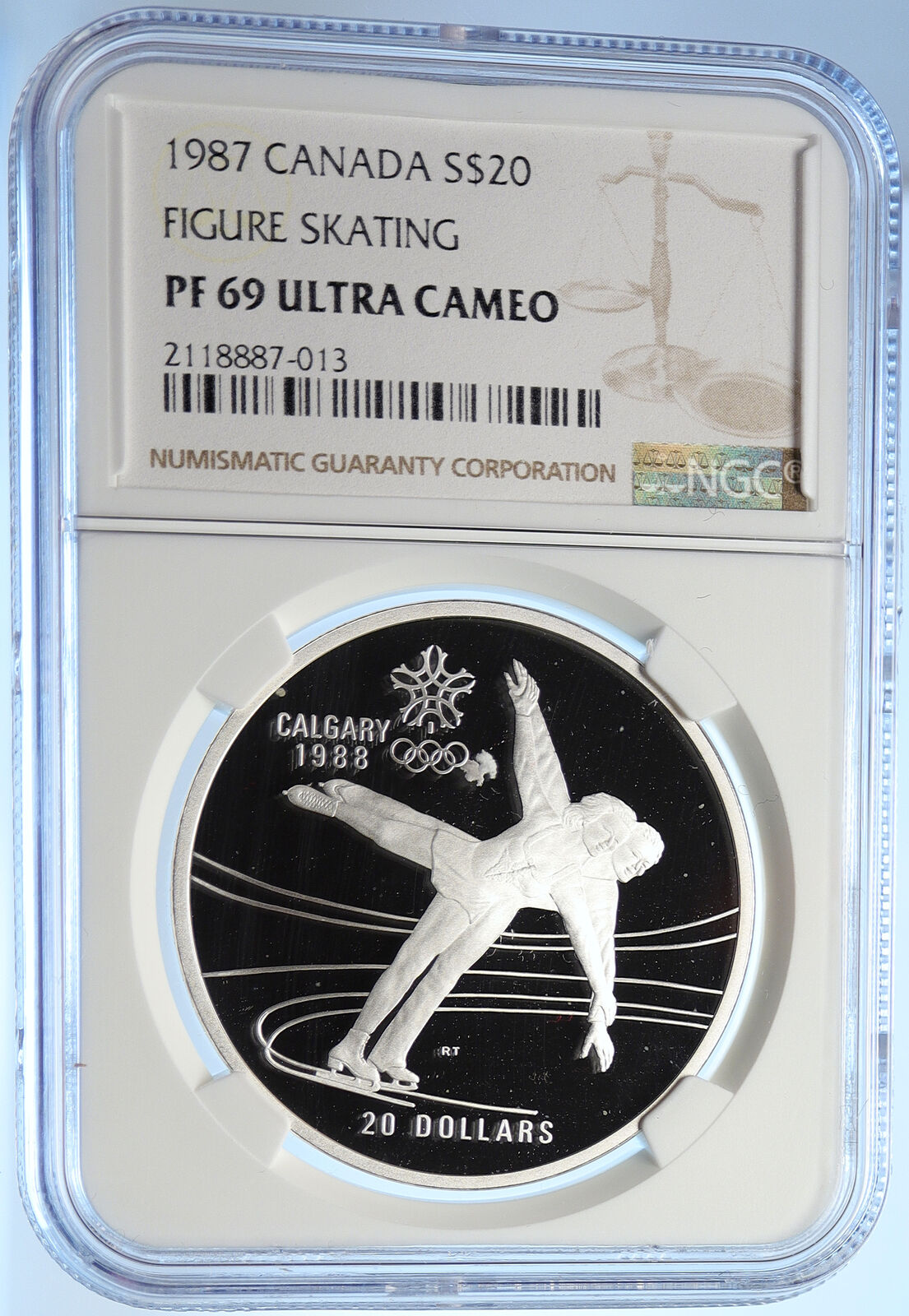 1987 CANADA 1988 CALGARY OLYMPICS Ice Skating Proof Silver $20 Coin NGC i106447