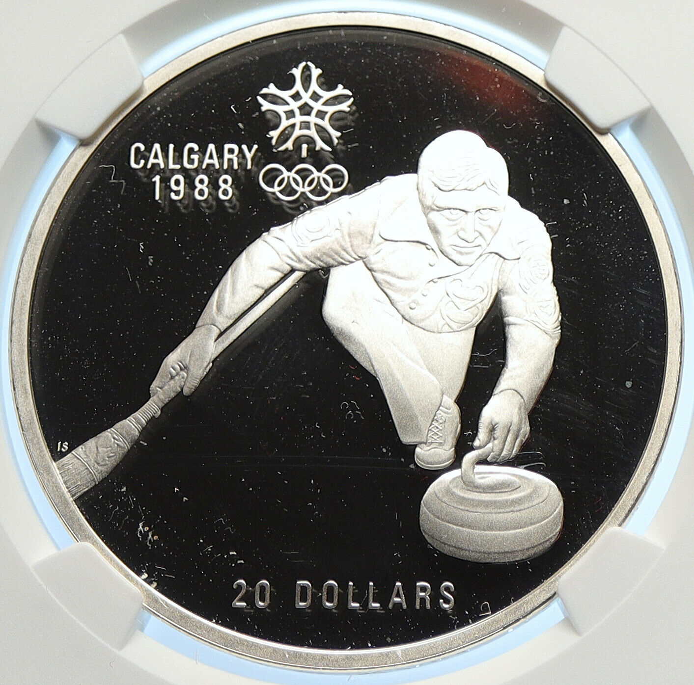 1987 CANADA 1988 CALGARY OLYMPICS Ice Curling Proof Silver $20 Coin NGC i106450