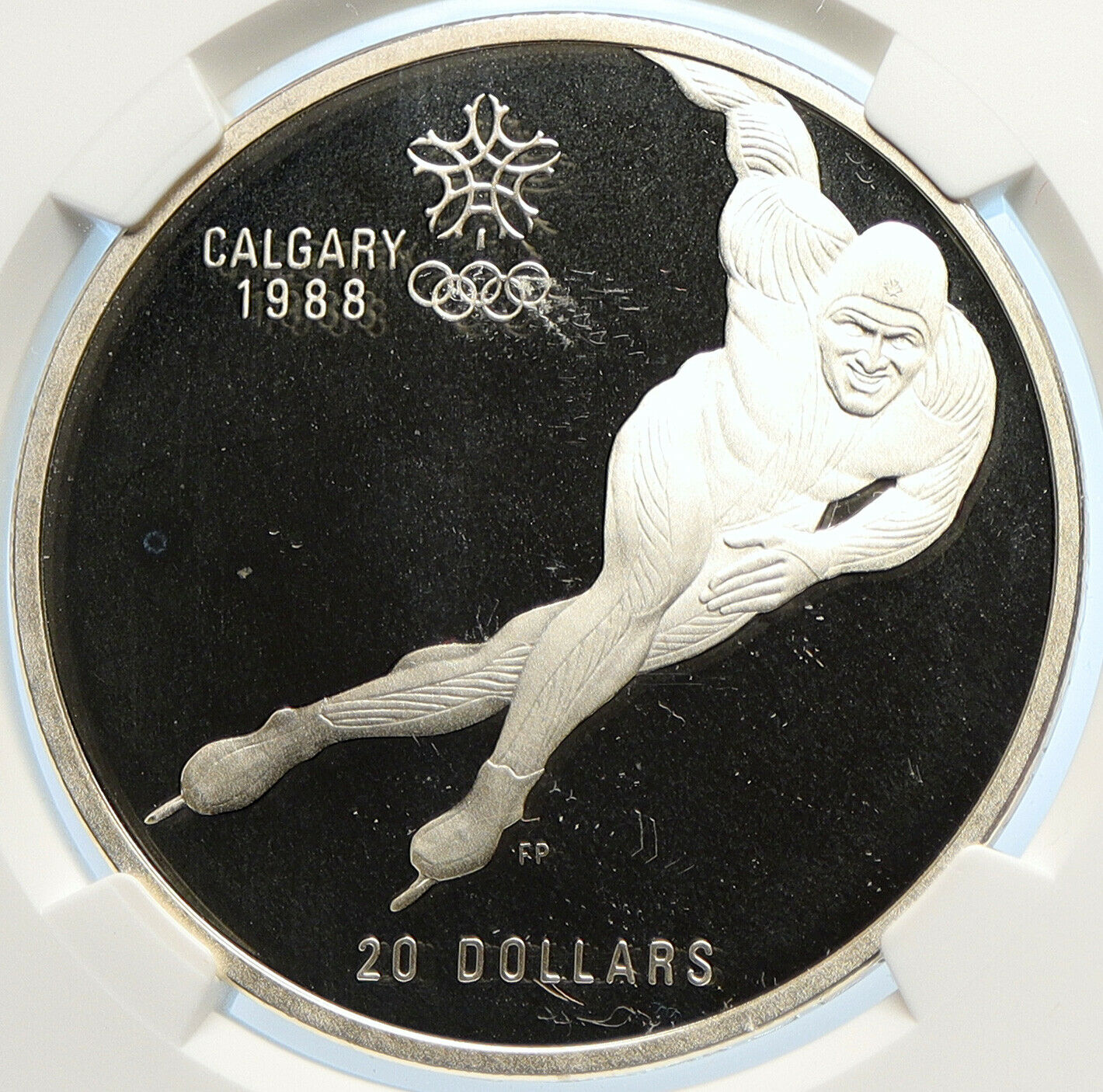 1985 CANADA 1988 CALGARY OLYMPIC Speed Skating Proof Silver $20 Coin NGC i106436