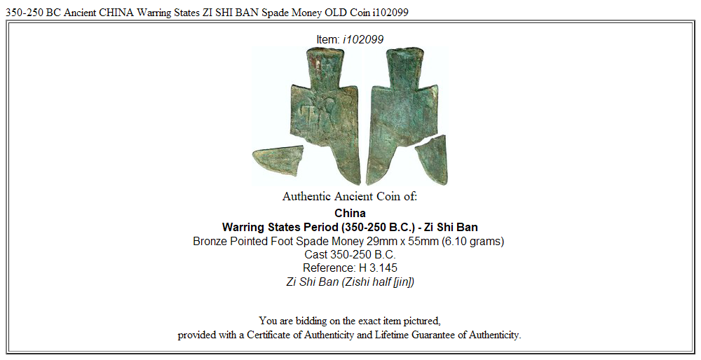 350-250 BC Ancient CHINA Warring States ZI SHI BAN Spade Money OLD Coin i102099