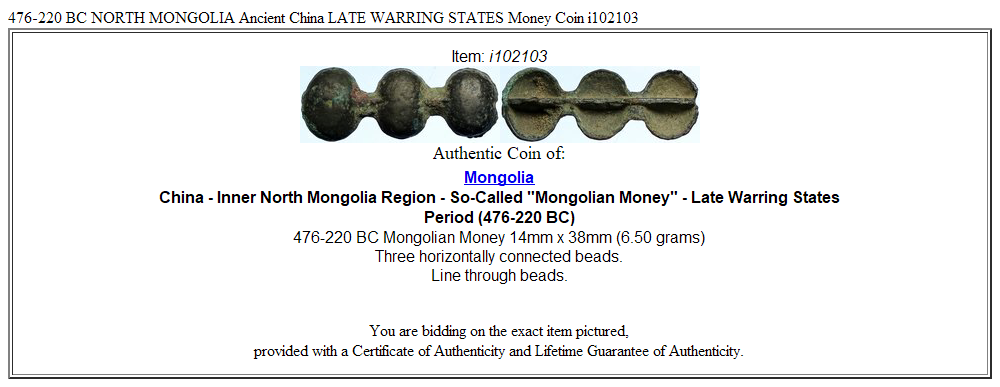 476-220 BC NORTH MONGOLIA Ancient China LATE WARRING STATES Money Coin i102103