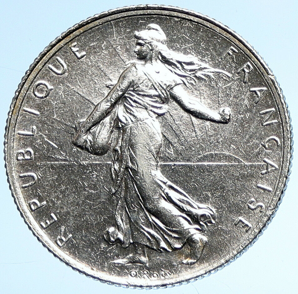 1919 FRANCE w La Semeuse Sower Woman Antique Silver 2 Francs French Coin i107897